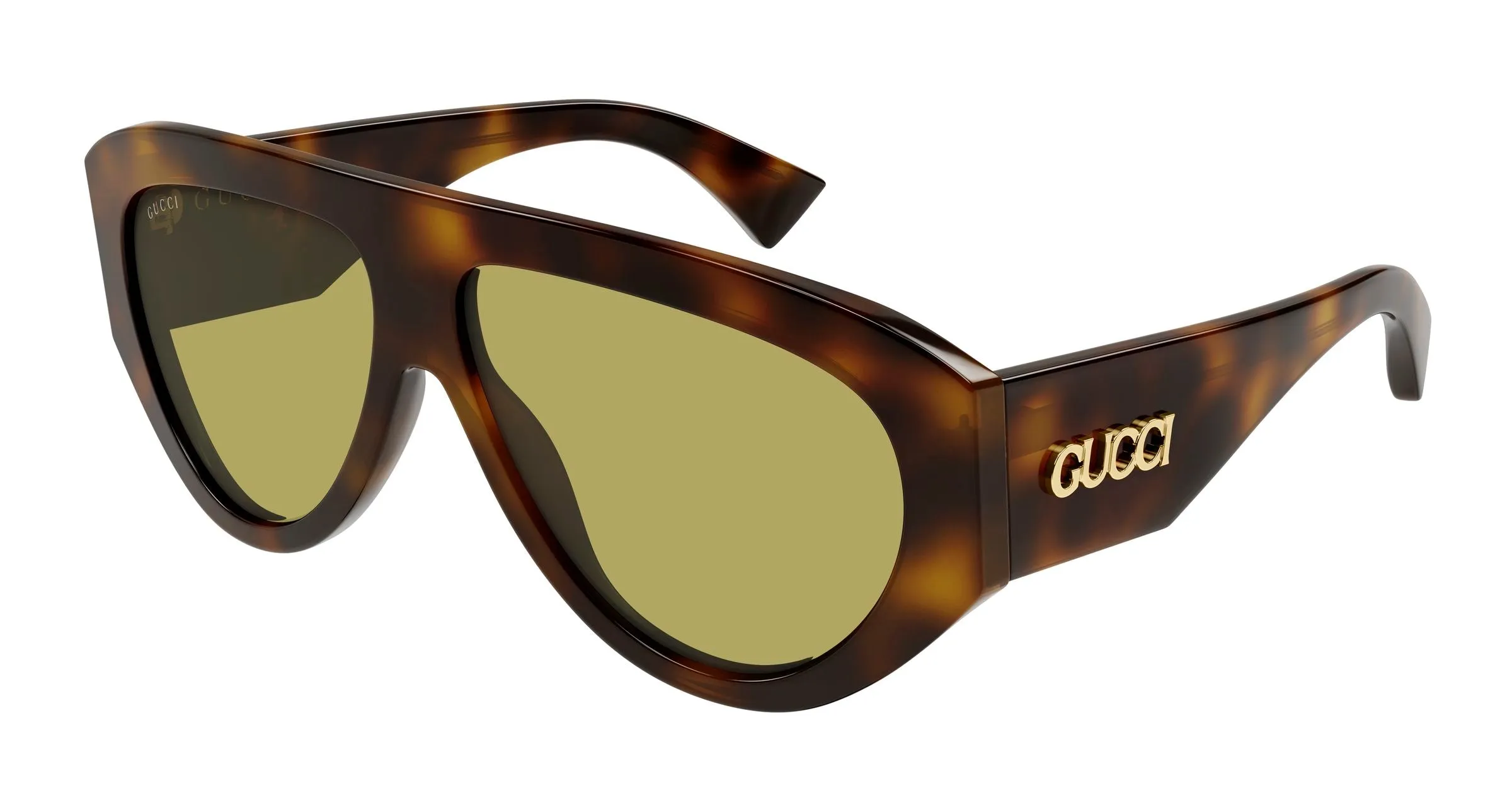 Gucci GG2128S 002 Occhiali da sole Acetato Havana Verde Pilot - immagine 1