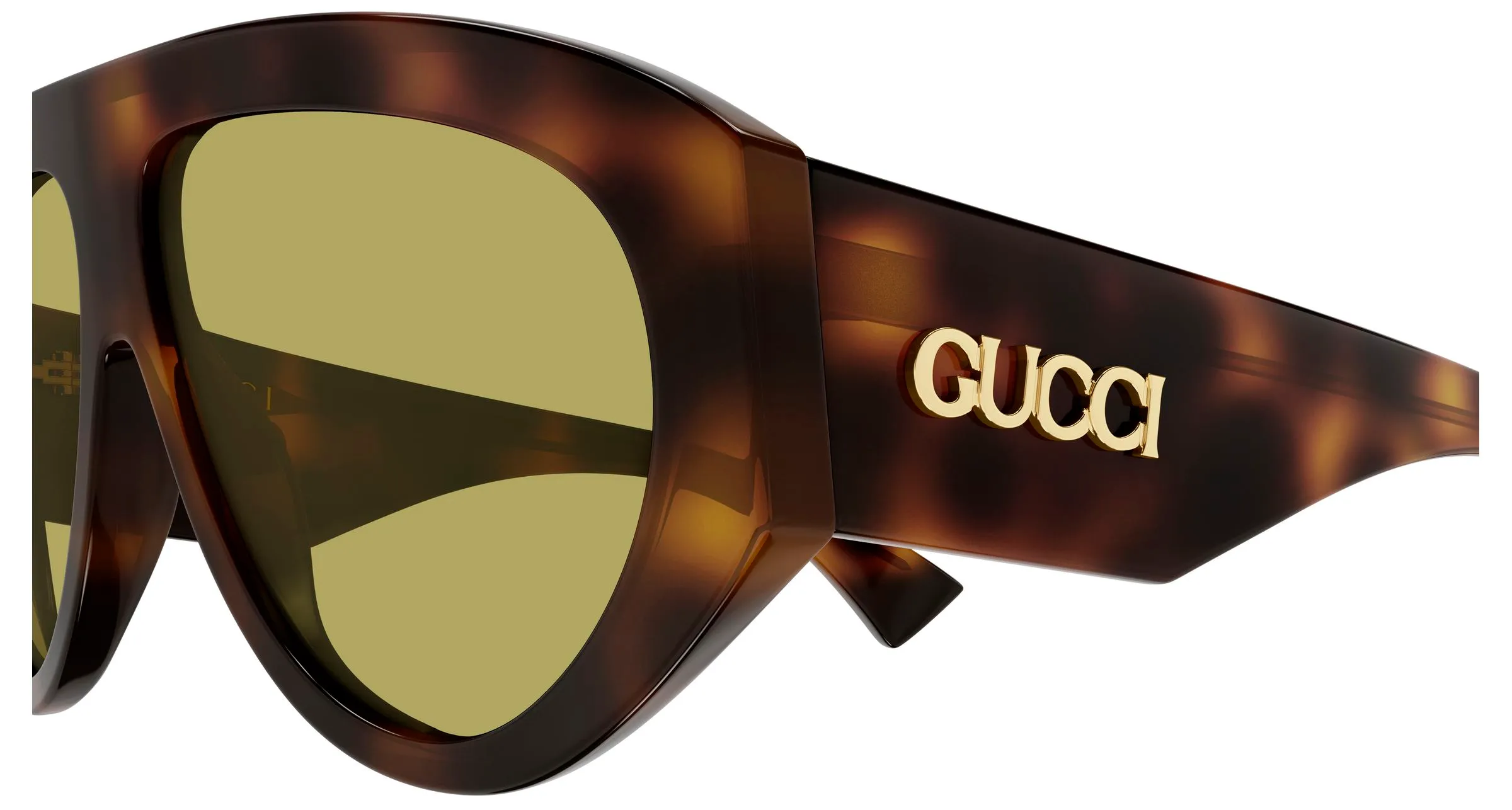 Gucci GG2128S 002 Occhiali da sole Acetato Havana Verde Pilot - immagine 3