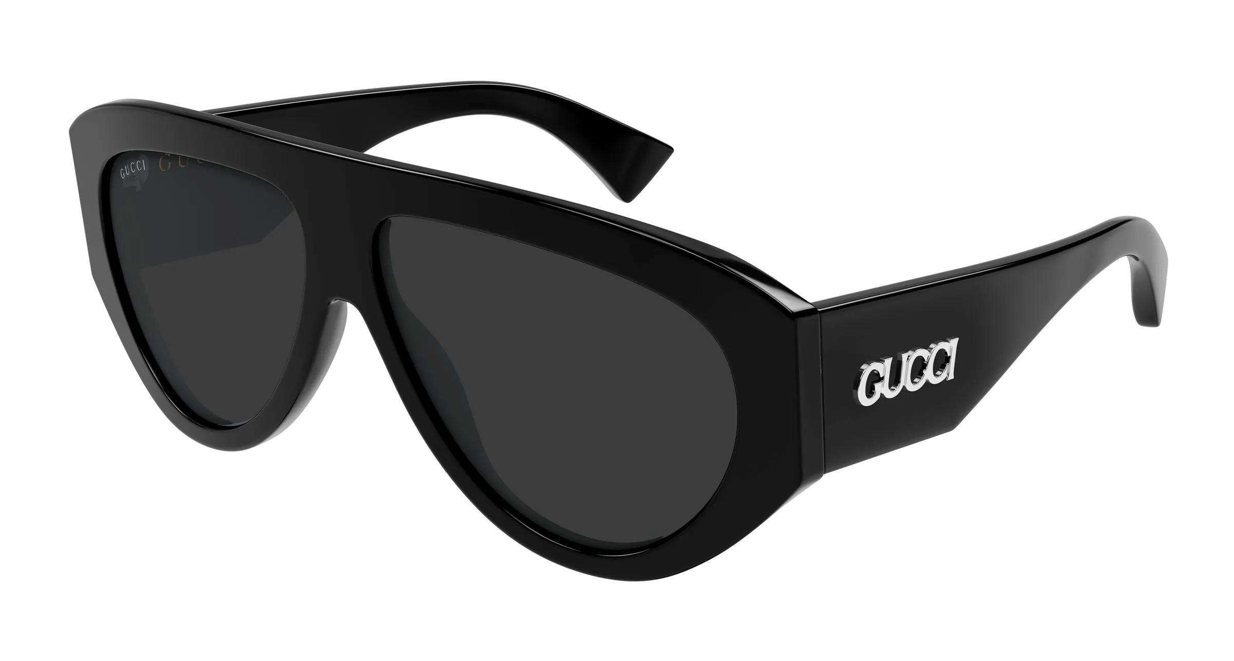 Gucci GG2128S 001 Occhiali da sole Acetato Nero Grigio Pilot - immagine 1
