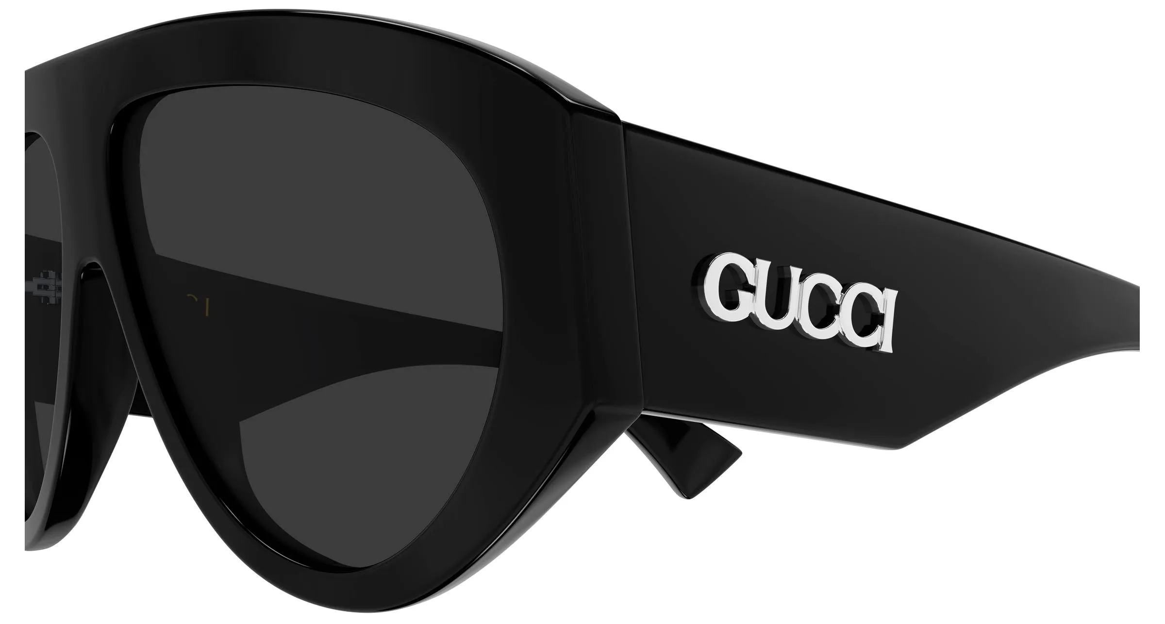 Gucci GG2128S 001 Occhiali da sole Acetato Nero Grigio Pilot - immagine 3