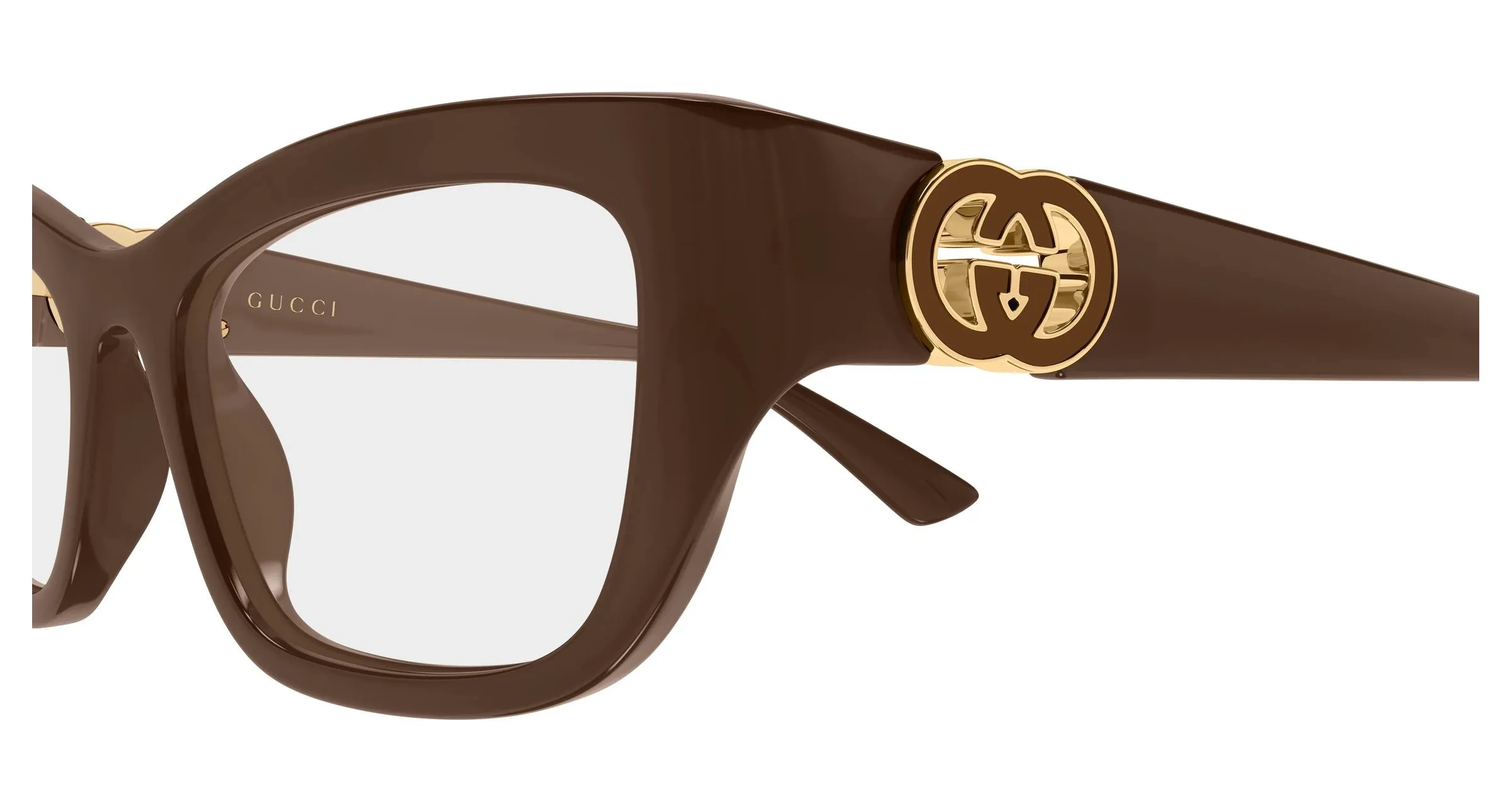 Gucci GG2125O 004 Montature da vista Iniettato Marrone Trasparente Cat Eye - immagine 3