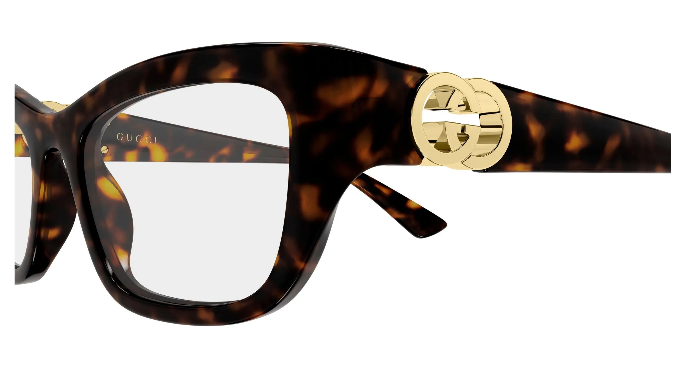 Gucci GG2125O 002 Montature da vista Iniettato Havana Trasparente Cat Eye - immagine 3