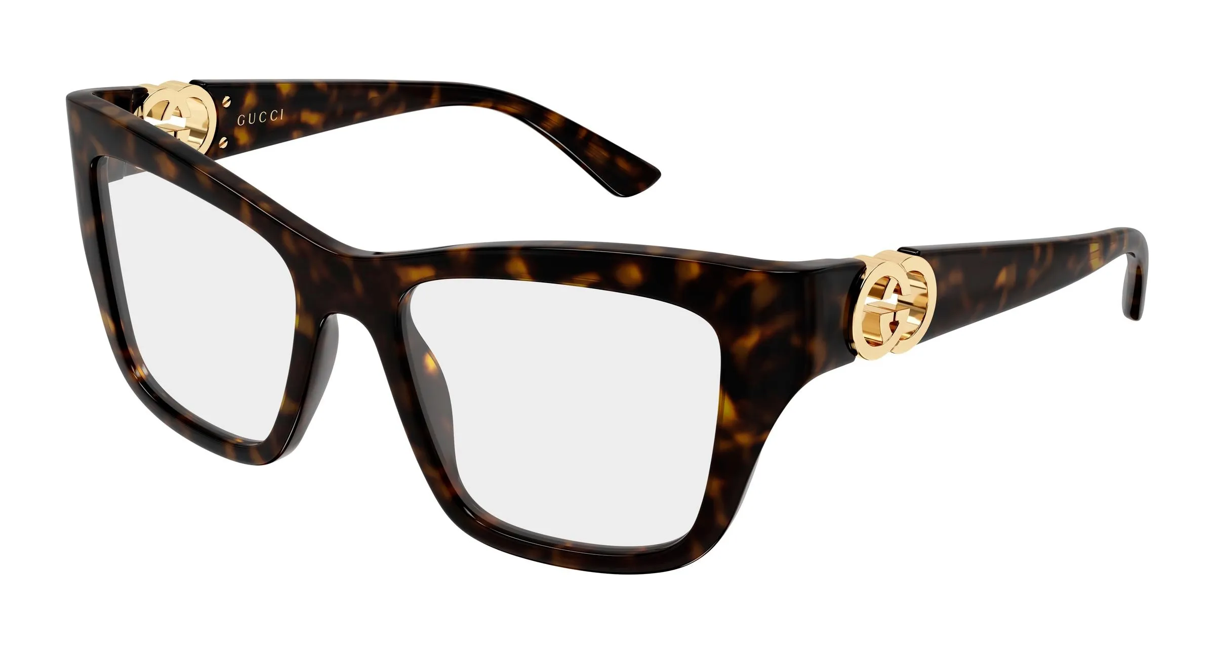 Gucci GG2124O 002 Montature da vista Iniettato Havana Trasparente Cat Eye - immagine 1