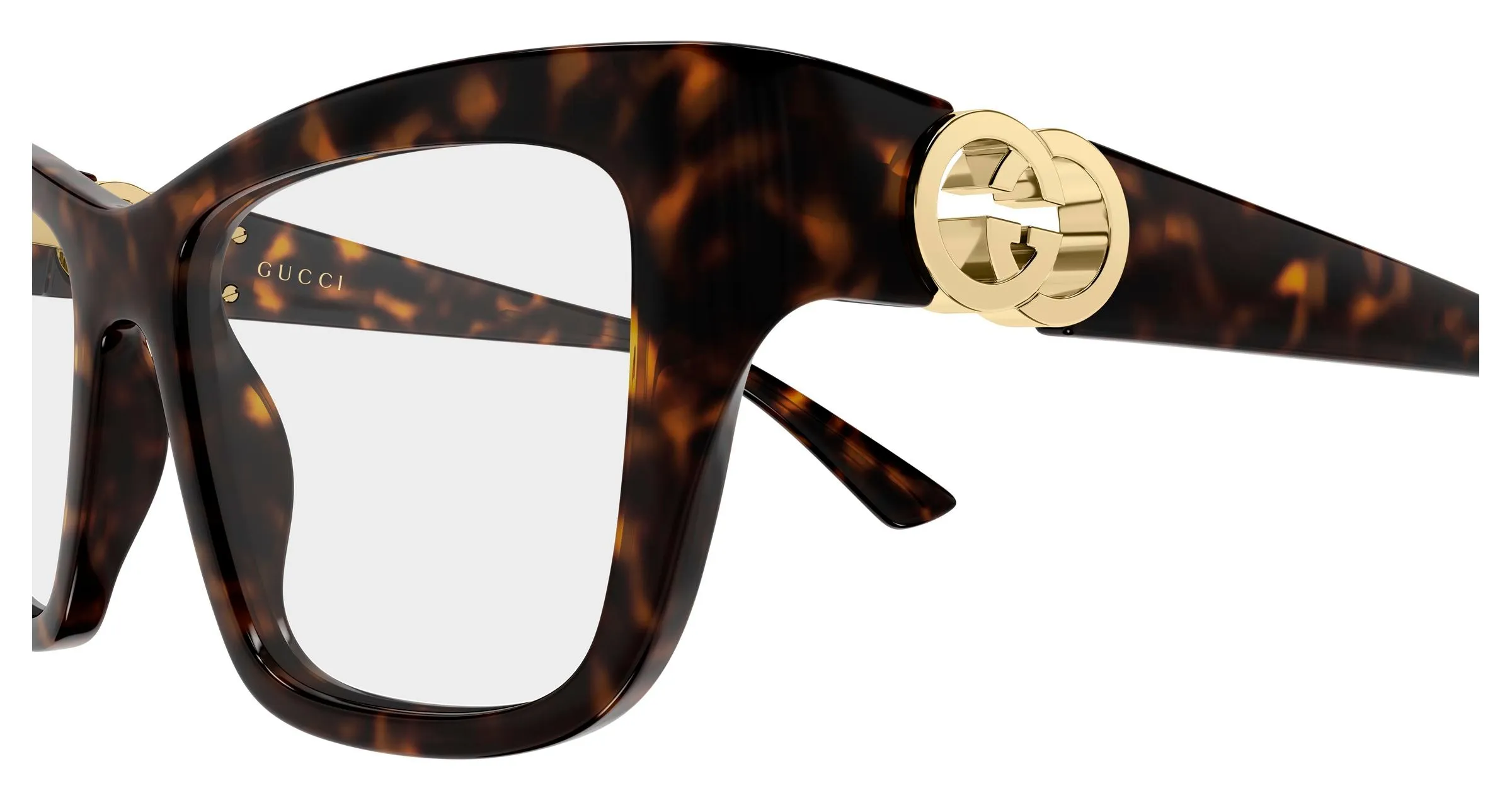Gucci GG2124O 002 Montature da vista Iniettato Havana Trasparente Cat Eye - immagine 3