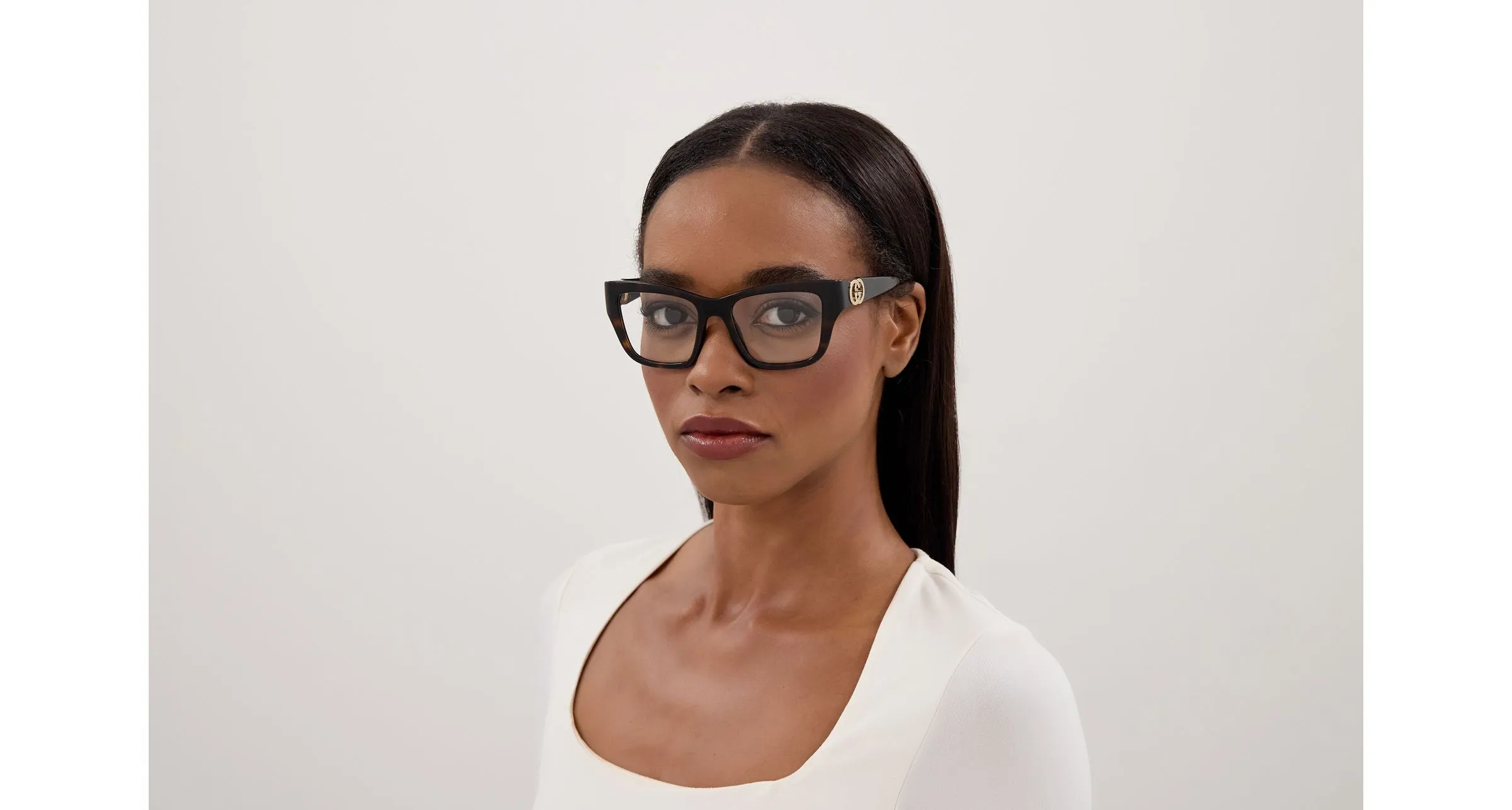 Gucci GG2124O 002 Montature da vista Iniettato Havana Trasparente Cat Eye - immagine 4