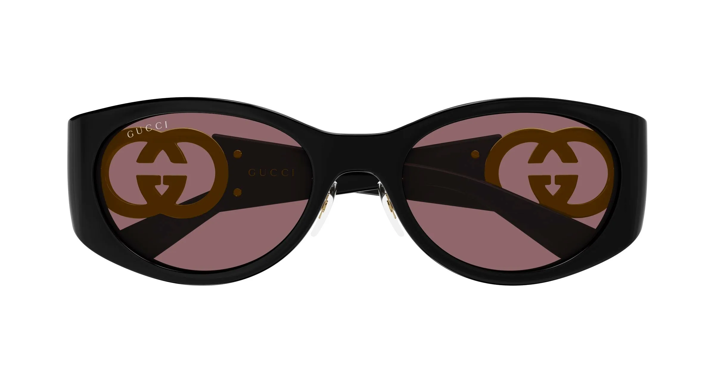 Gucci GG2123SA 002 Occhiali da sole Iniettato Nero Rosso Rotonda - immagine 2
