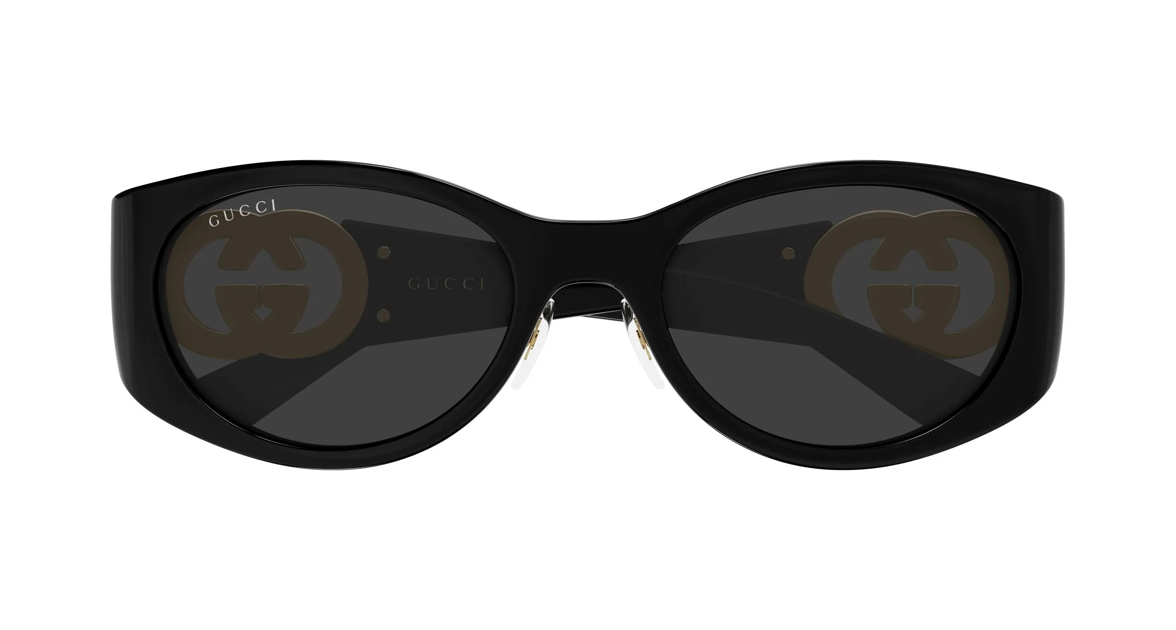 Gucci GG2123SA 001 Occhiali da sole Iniettato Nero Grigio Rotonda - immagine 2