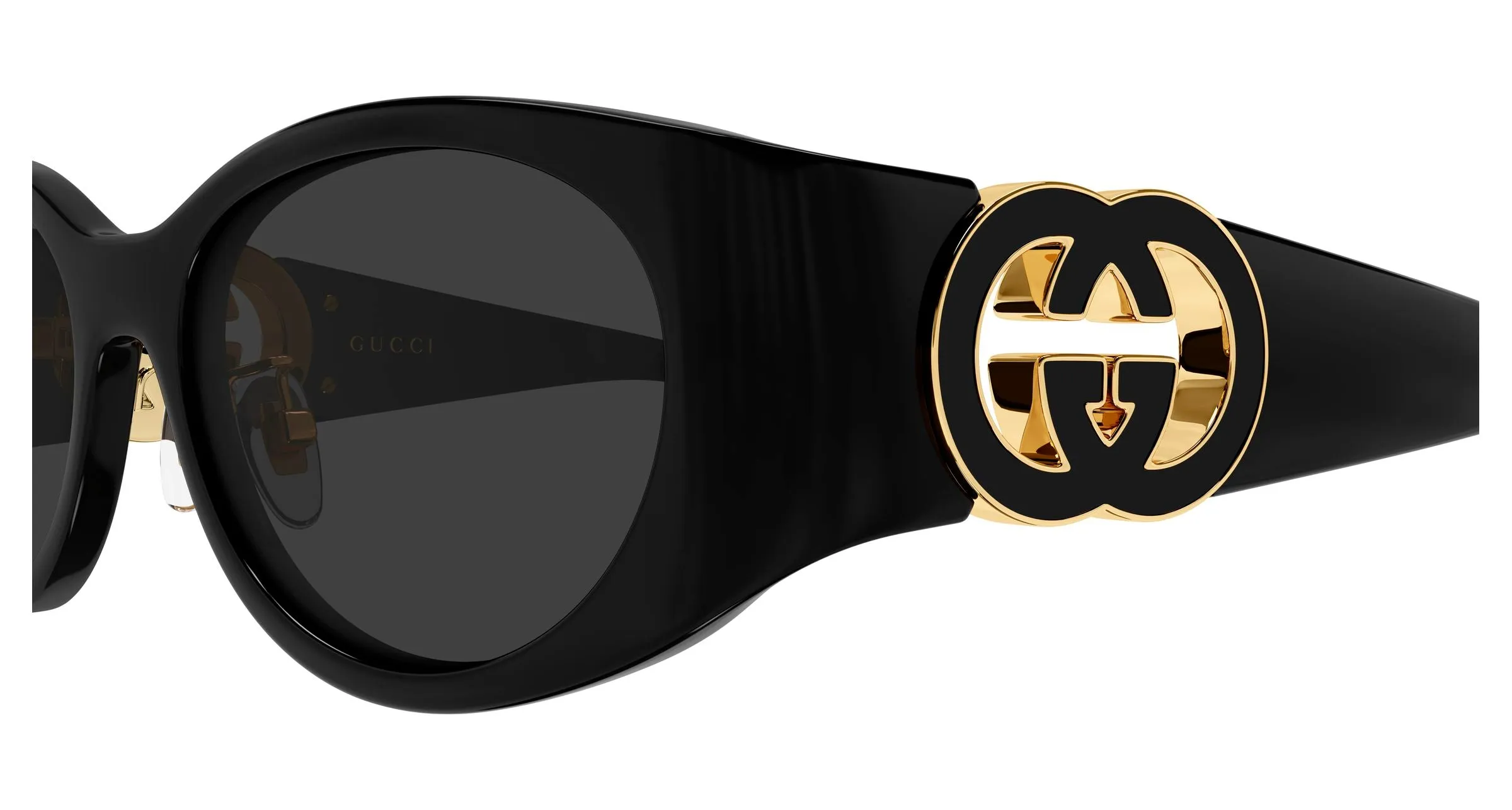 Gucci GG2123SA 001 Occhiali da sole Iniettato Nero Grigio Rotonda - immagine 3