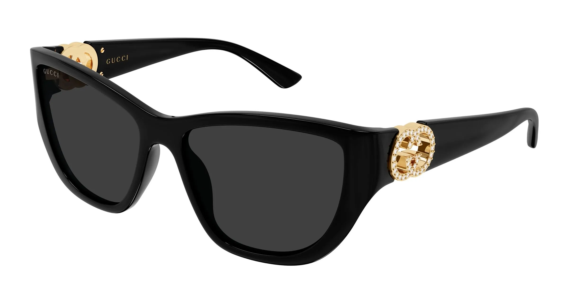 Gucci GG2122S 002 Occhiali da sole Iniettato Nero Grigio Cat Eye - immagine 1