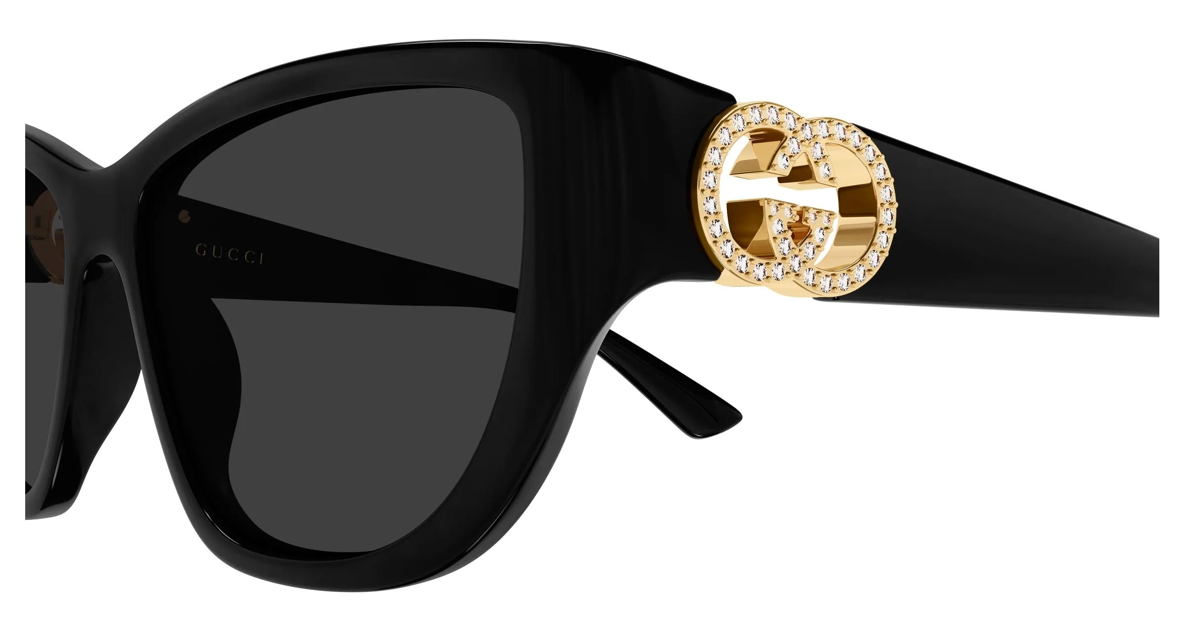 Gucci GG2122S 002 Occhiali da sole Iniettato Nero Grigio Cat Eye - immagine 3