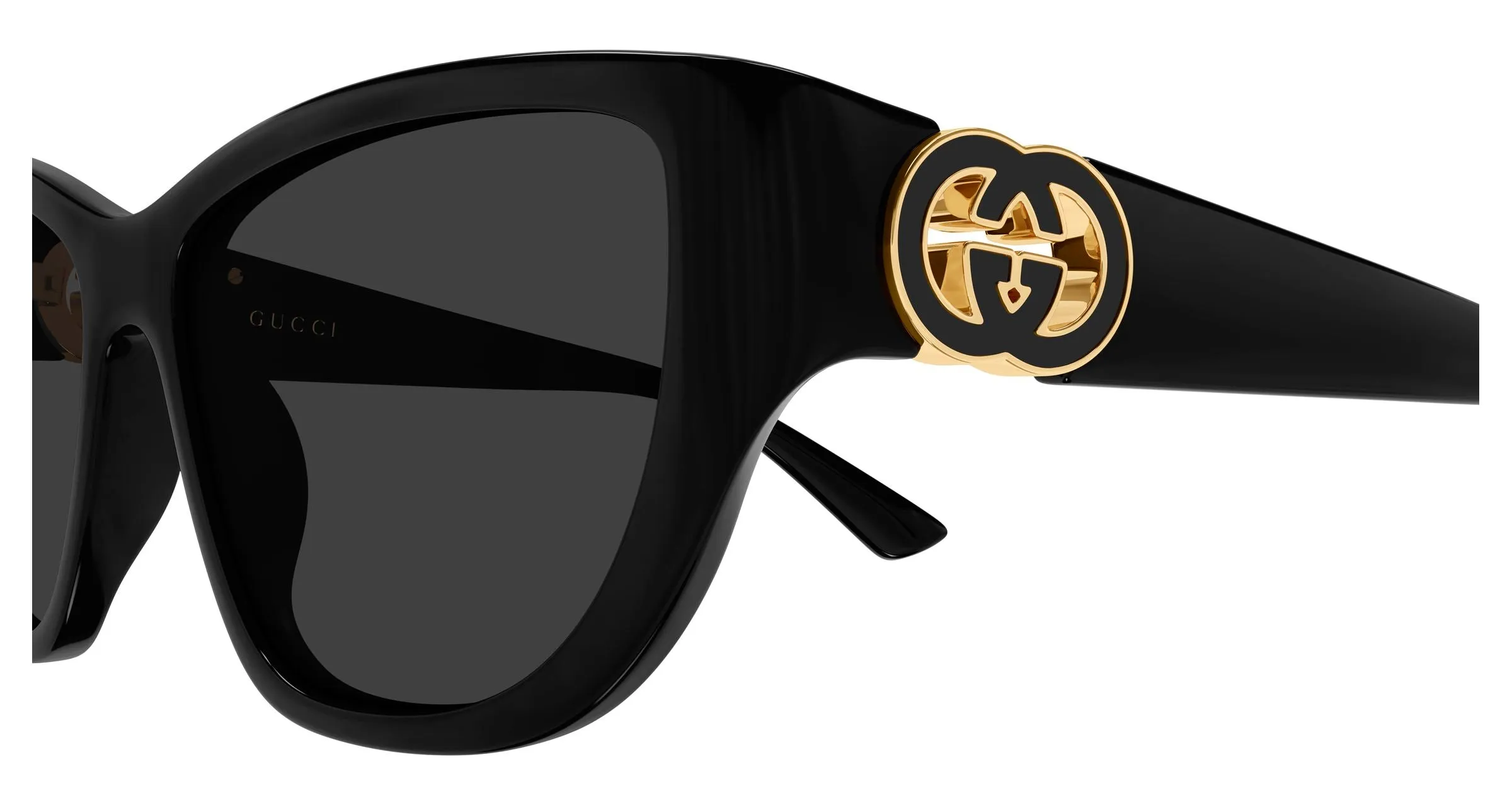 Gucci GG2122S 001 Occhiali da sole Iniettato Nero Grigio Cat Eye - immagine 3