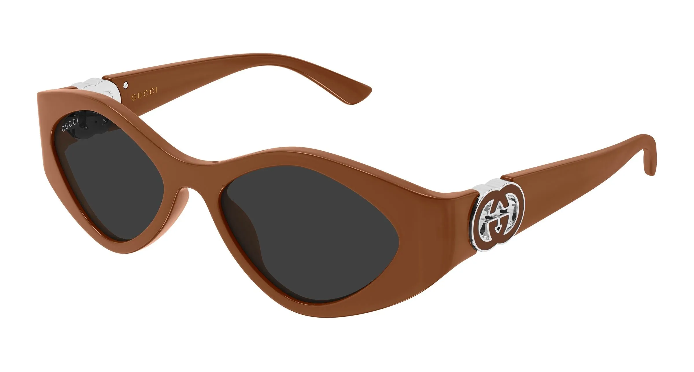 Gucci GG2121S 004 Occhiali da sole Iniettato Marrone Grigio Geometrica - immagine 1