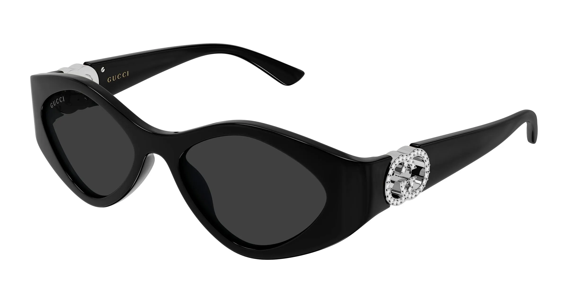 Gucci GG2121S 002 Occhiali da sole Iniettato Nero Grigio Geometrica - immagine 1