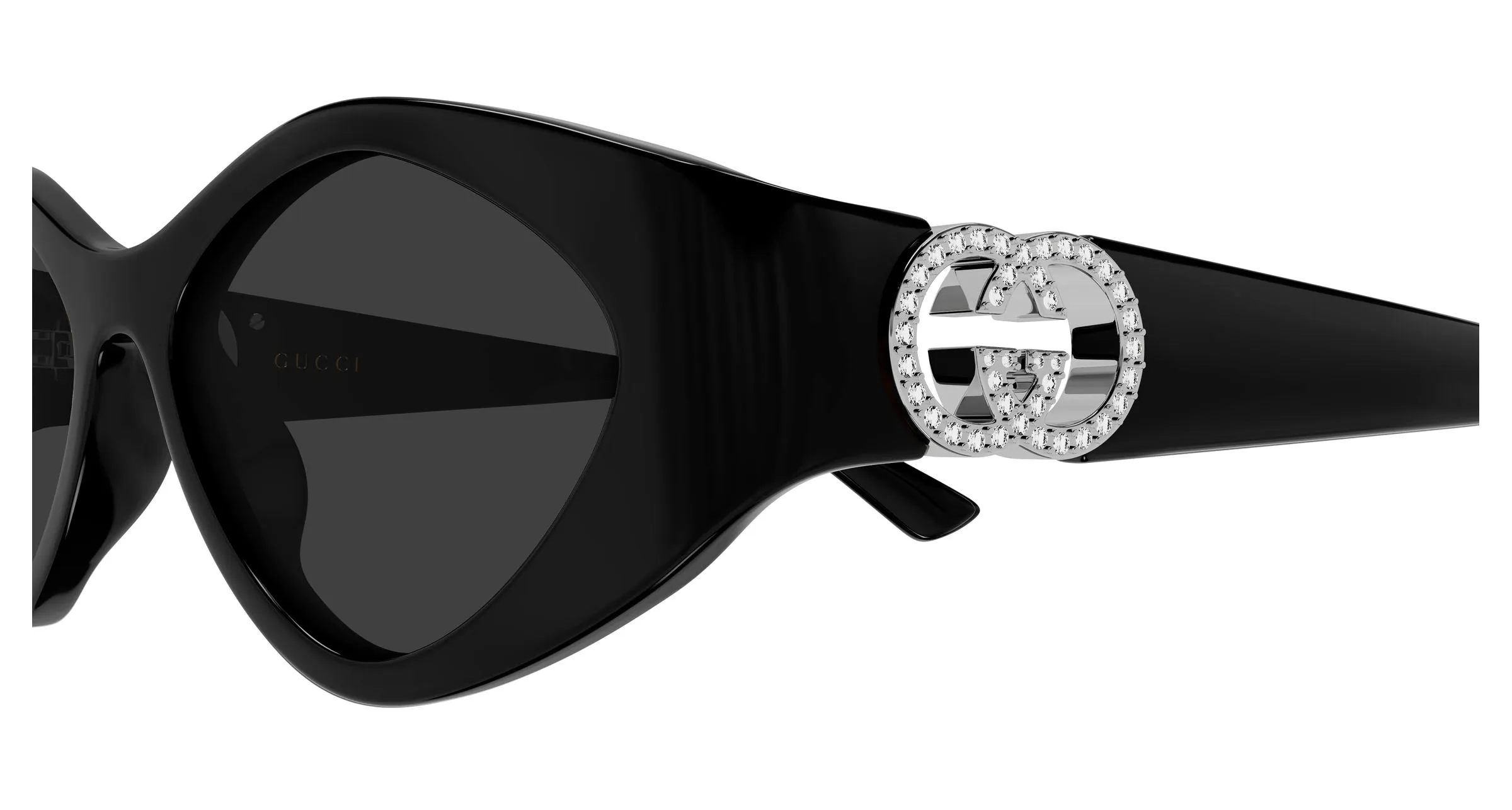 Gucci GG2121S 002 Occhiali da sole Iniettato Nero Grigio Geometrica - immagine 3