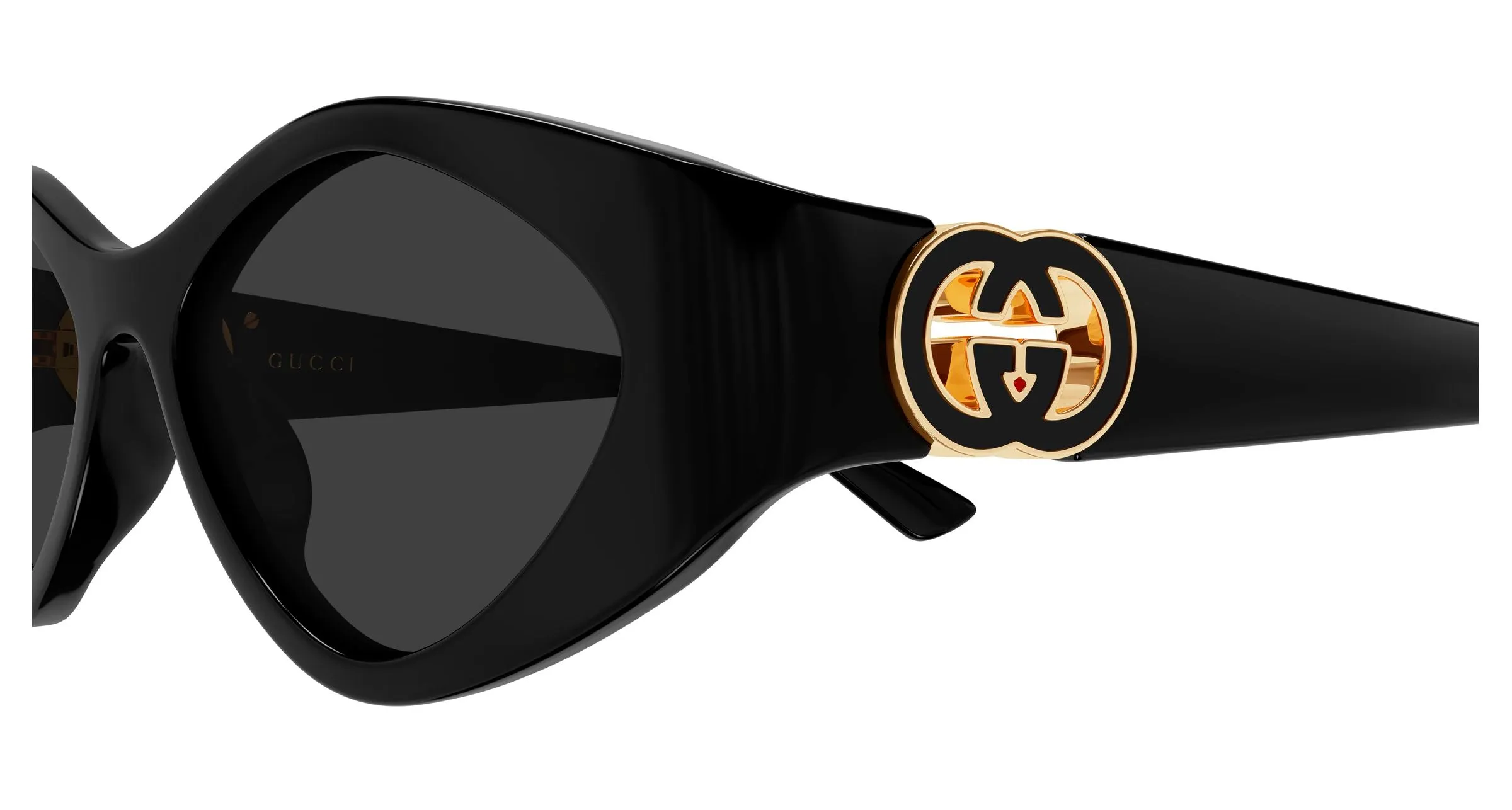 Gucci GG2121S 001 Occhiali da sole Iniettato Nero Grigio Geometrica - immagine 3