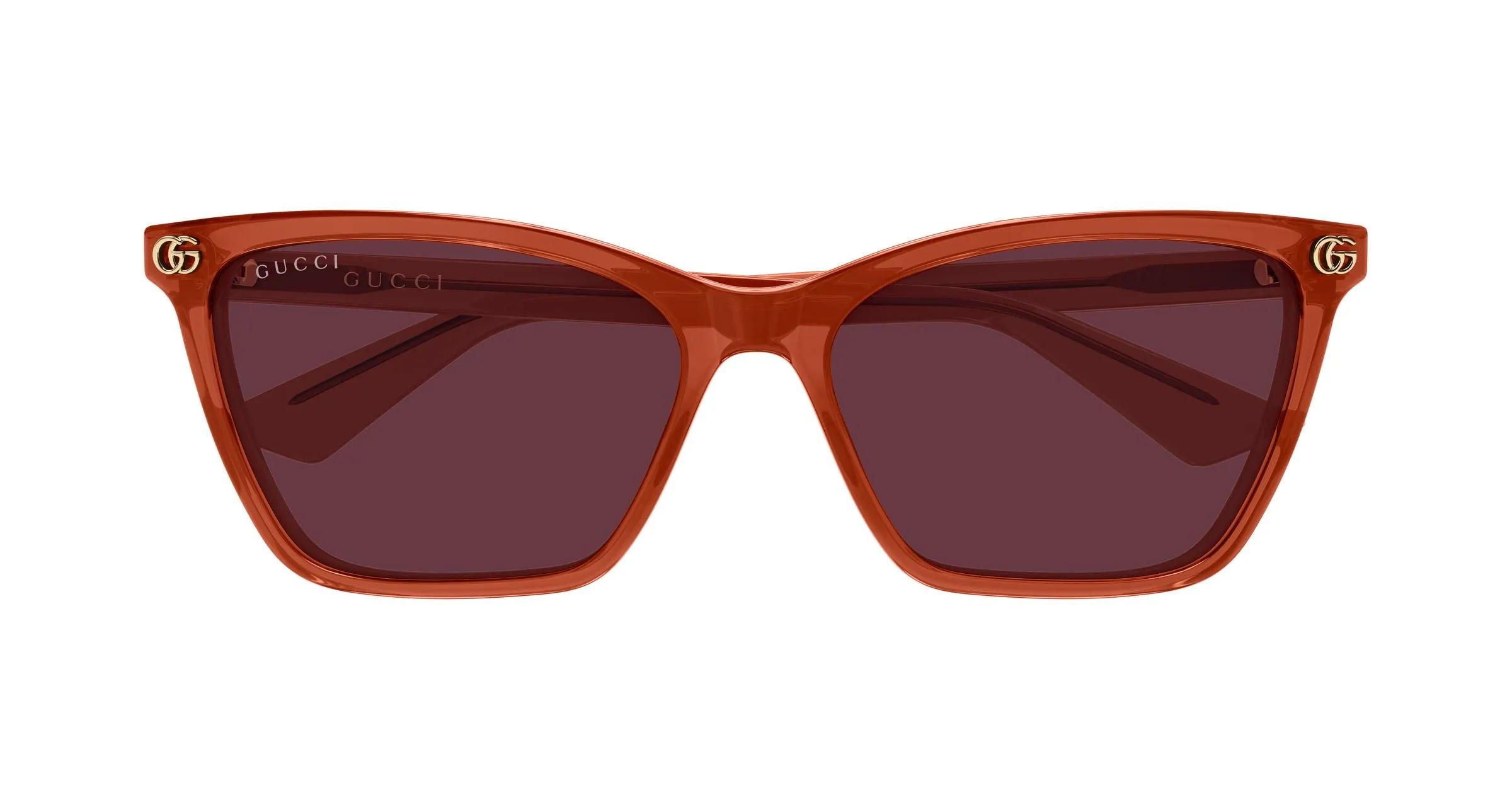 Gucci GG2111S 004 Occhiali da sole Acetato Arancione Rosso Cat Eye - immagine 2