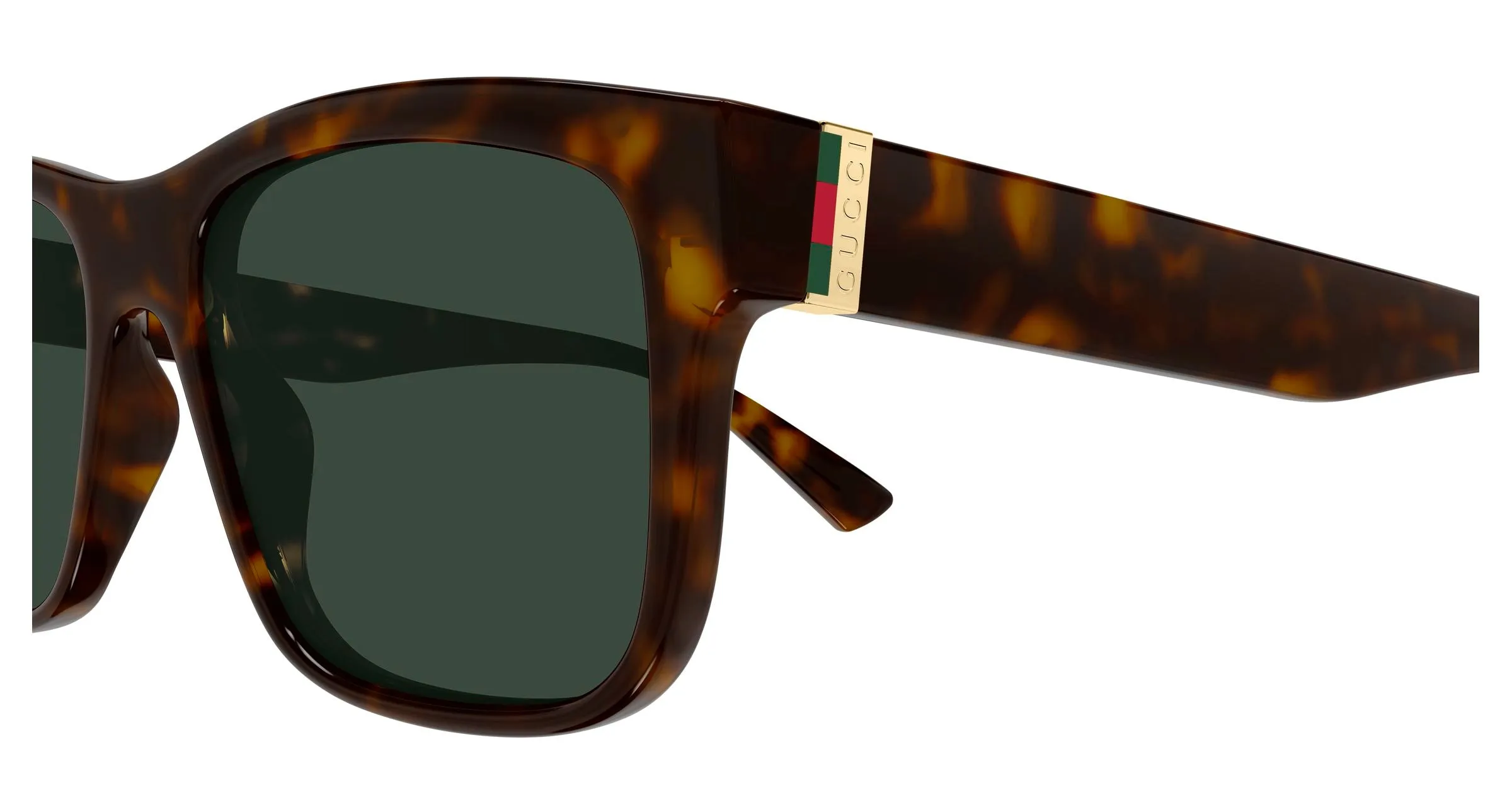 Gucci GG2085S 002 Occhiali da sole Iniettato Havana Verde Squadrata - immagine 3