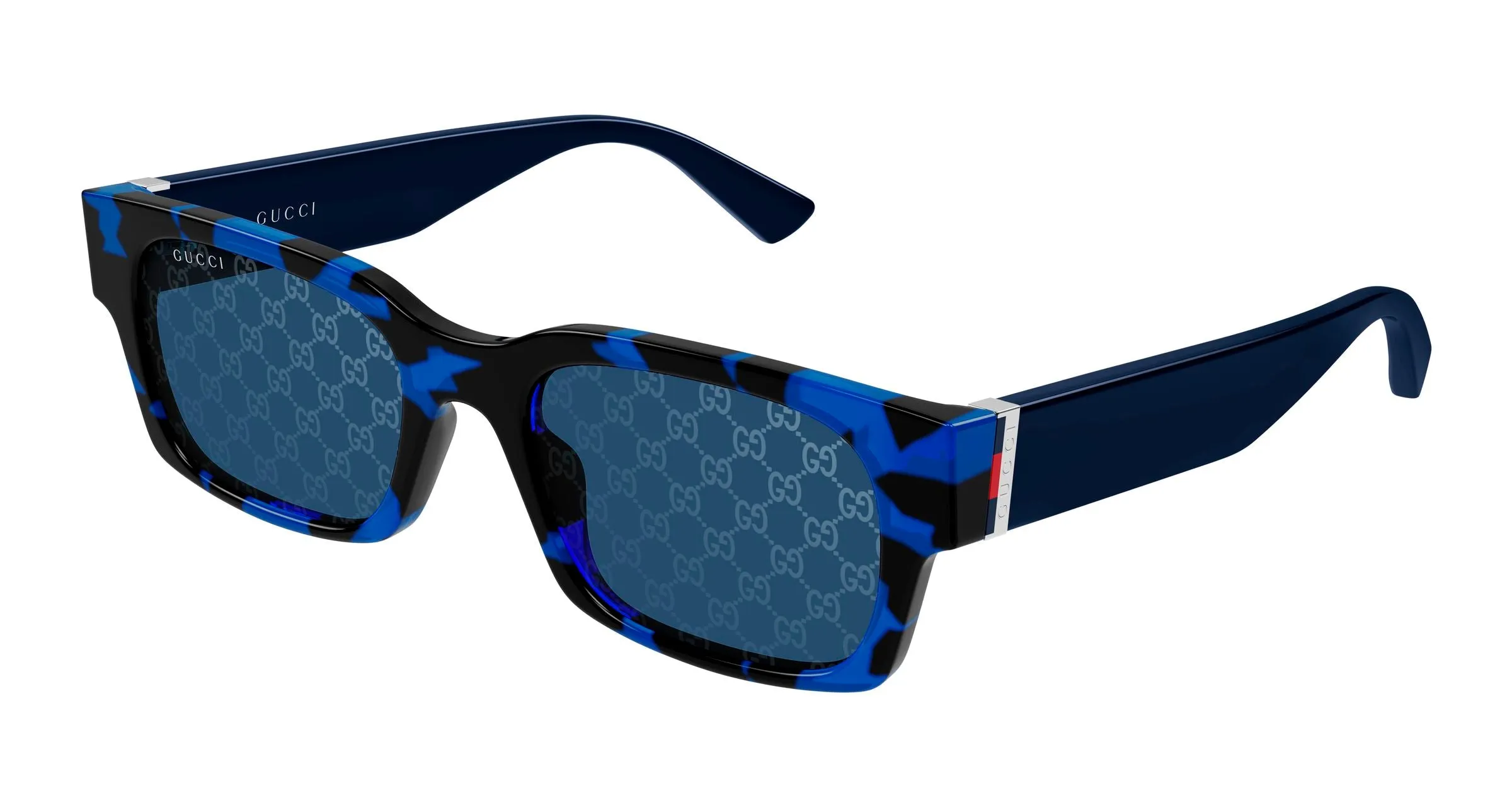 Gucci GG2084S 004 Occhiali da sole Iniettato Havana Blu Squadrata - immagine 1