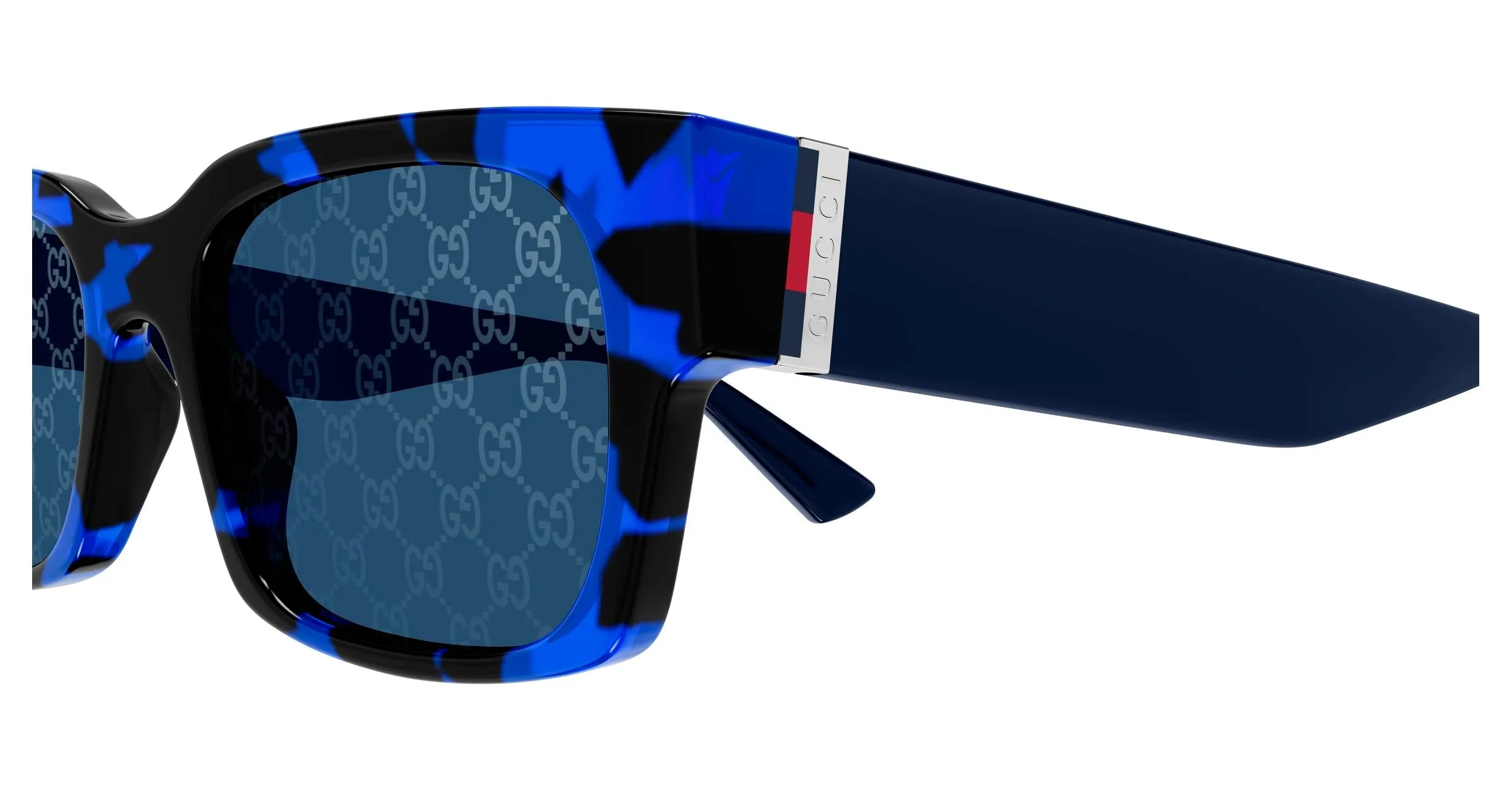 Gucci GG2084S 004 Occhiali da sole Iniettato Havana Blu Squadrata - immagine 3
