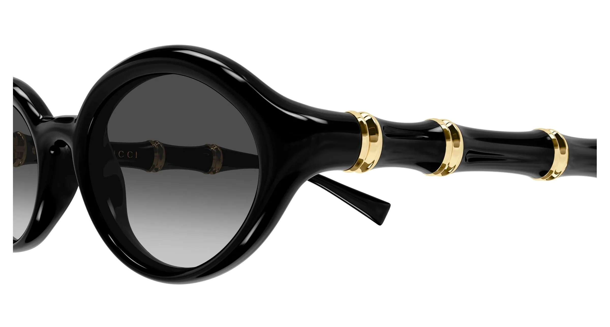 Gucci GG2059S 001 Occhiali da sole Iniettato Nero Grigio Rotonda - immagine 3