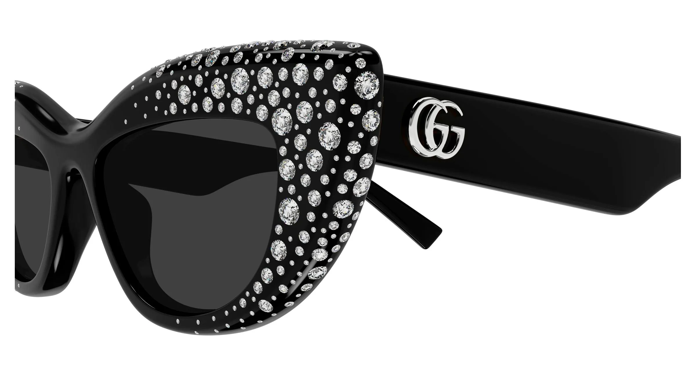 Gucci GG2031S 005 Occhiali da sole Acetato Nero Grigio Cat Eye - immagine 3