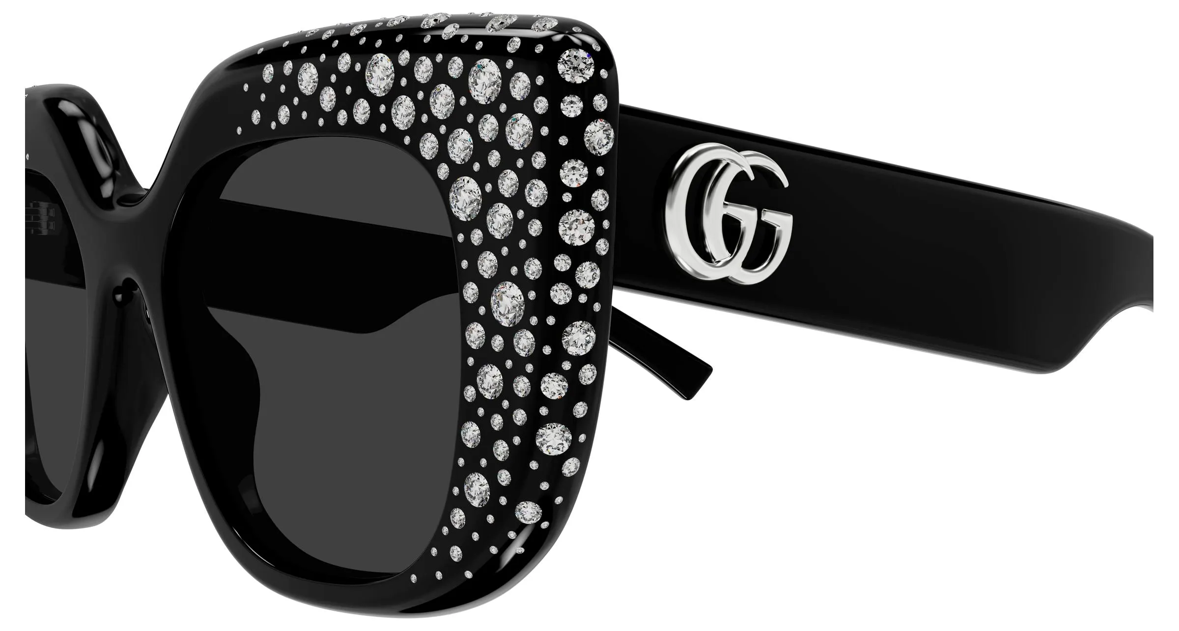 Gucci GG2030S 005 Occhiali da sole Acetato Nero Grigio Squadrata - immagine 3