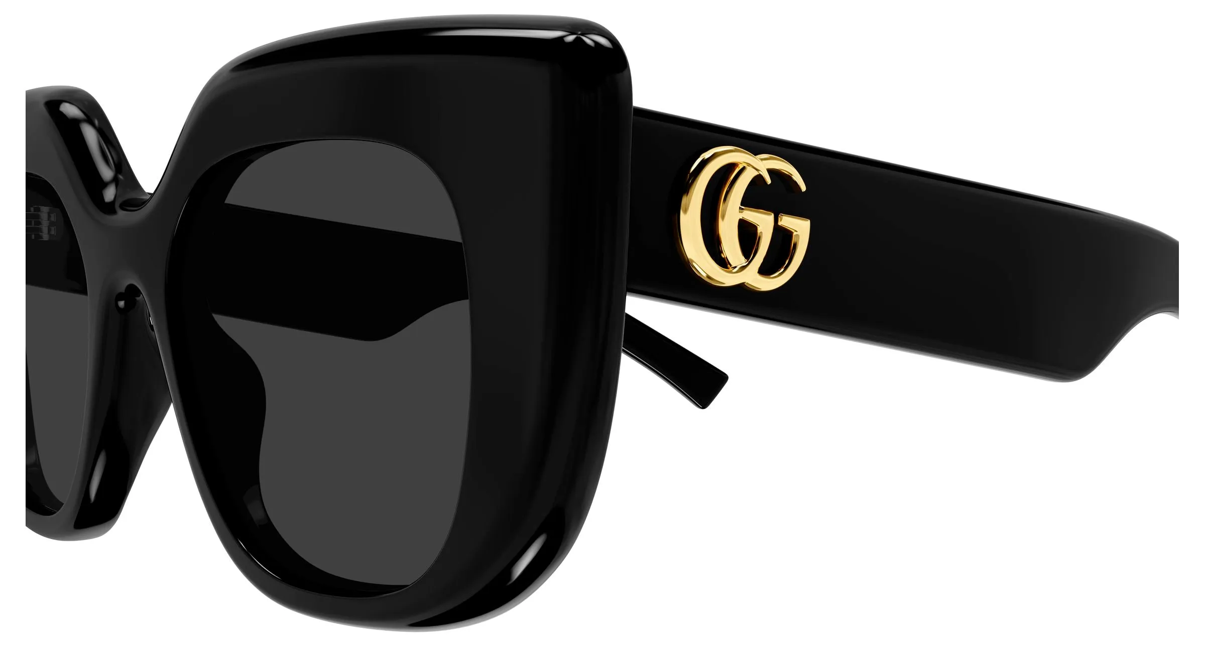 Gucci GG2030S 001 Occhiali da sole Acetato Nero Grigio Squadrata - immagine 3
