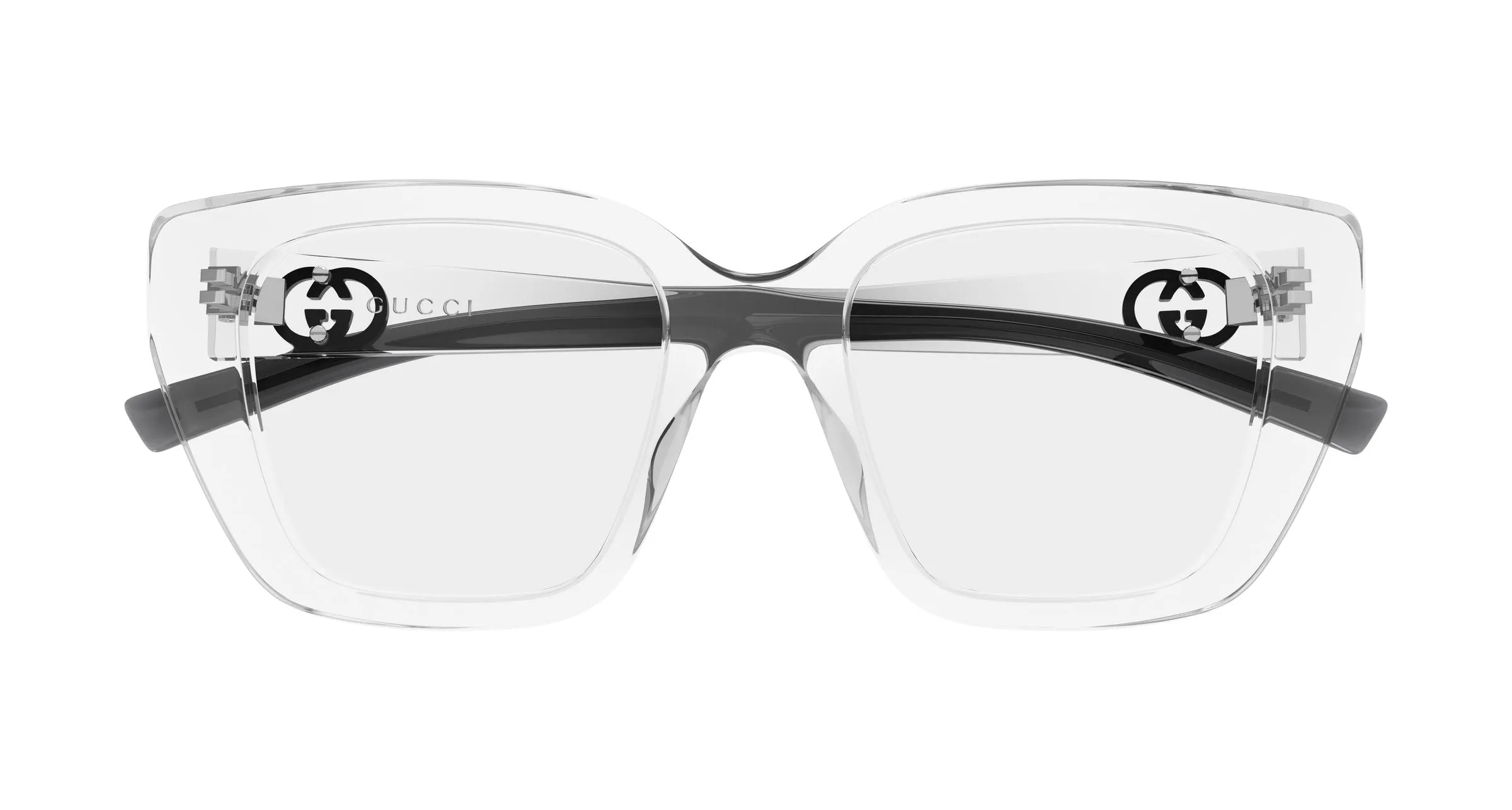 Gucci GG2028O 004 Montature da vista Iniettato Cristallo Trasparente Cat Eye - immagine 2