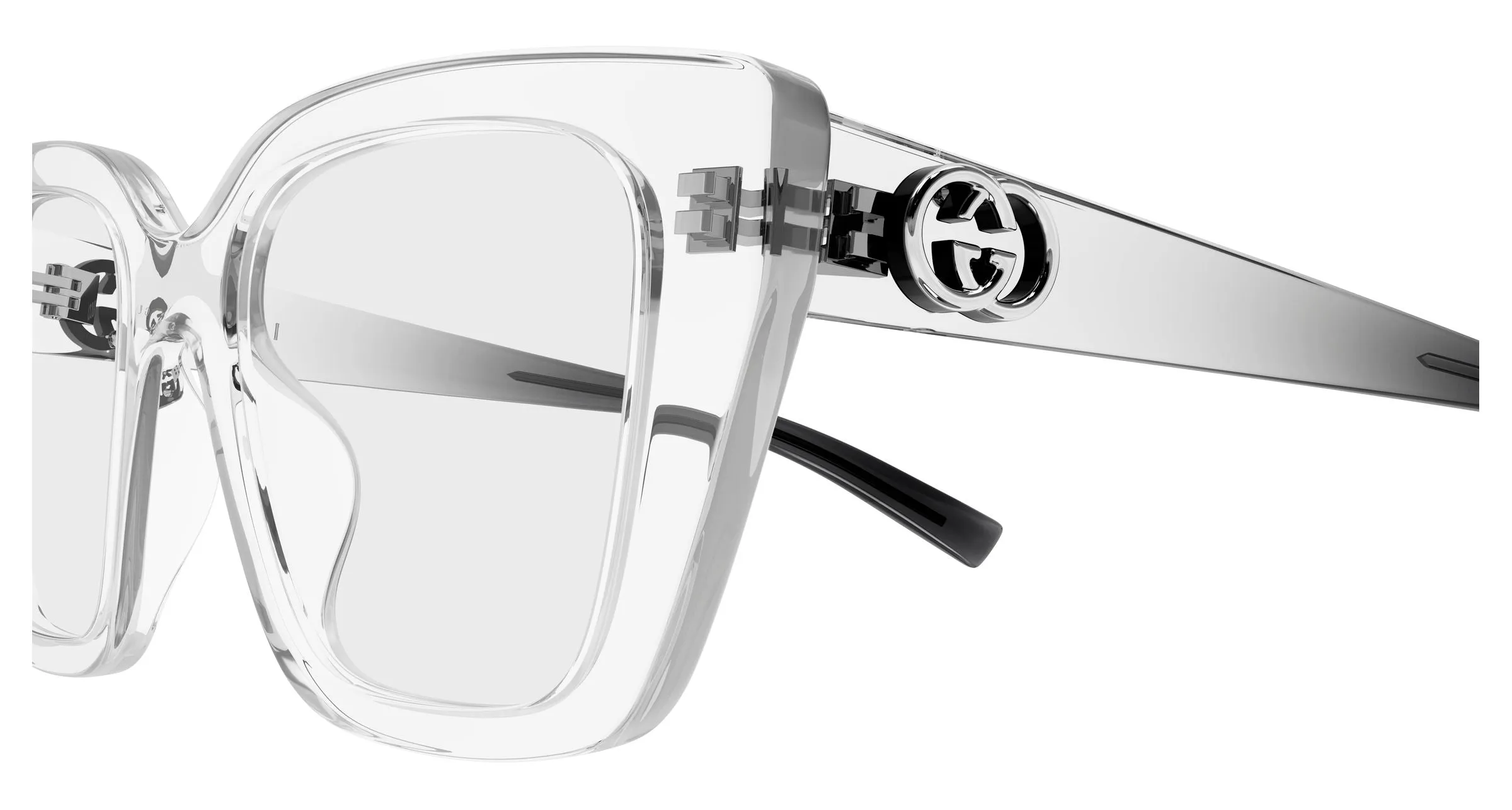 Gucci GG2028O 004 Montature da vista Iniettato Cristallo Trasparente Cat Eye - immagine 3