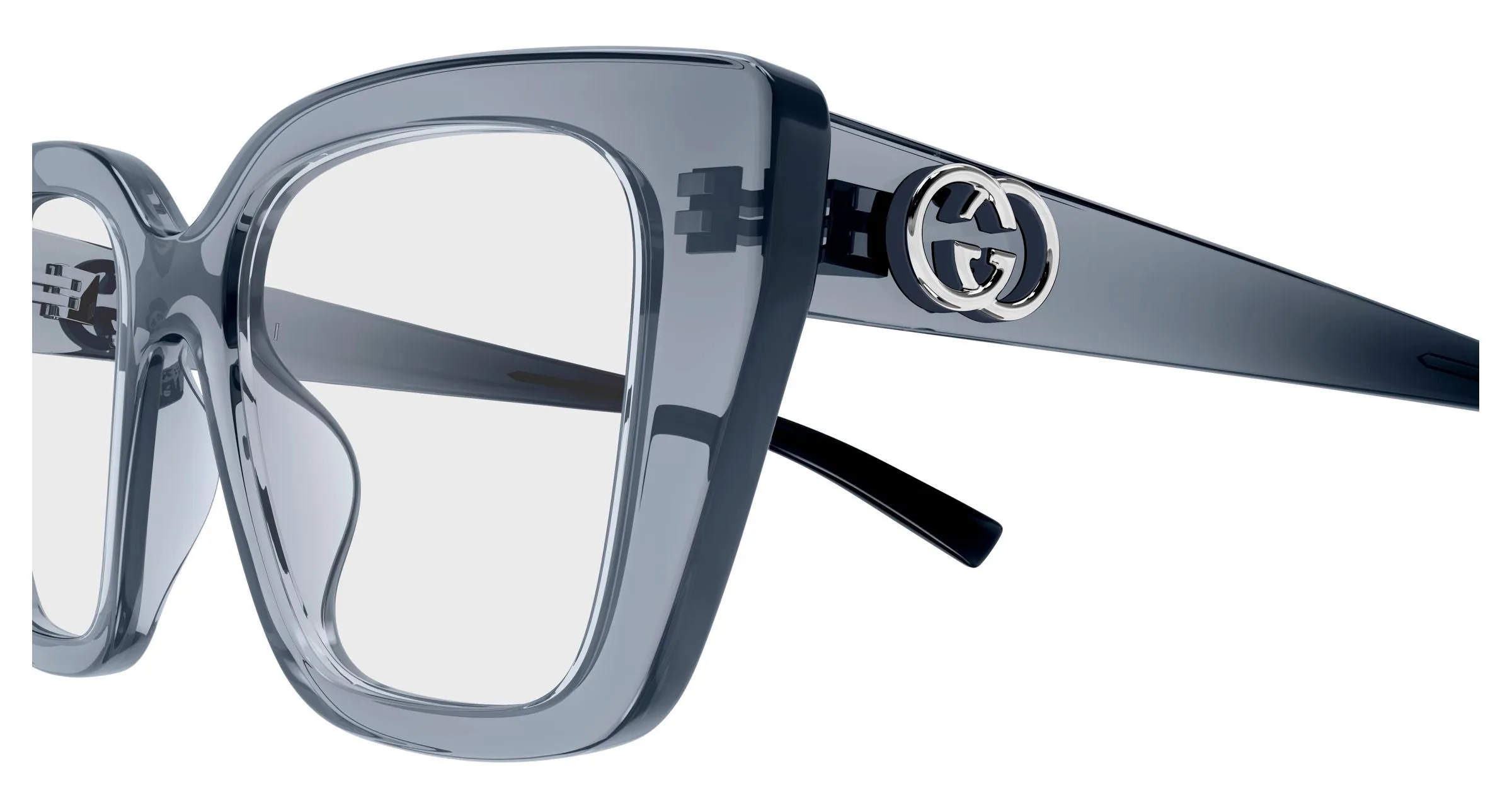 Gucci GG2028O 003 Montature da vista Iniettato Grigio Trasparente Cat Eye - immagine 3