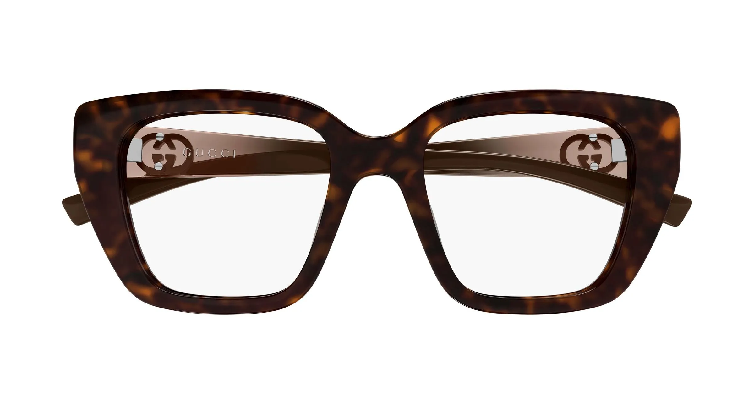 Gucci GG2028O 002 Montature da vista Iniettato Havana Trasparente Cat Eye - immagine 2