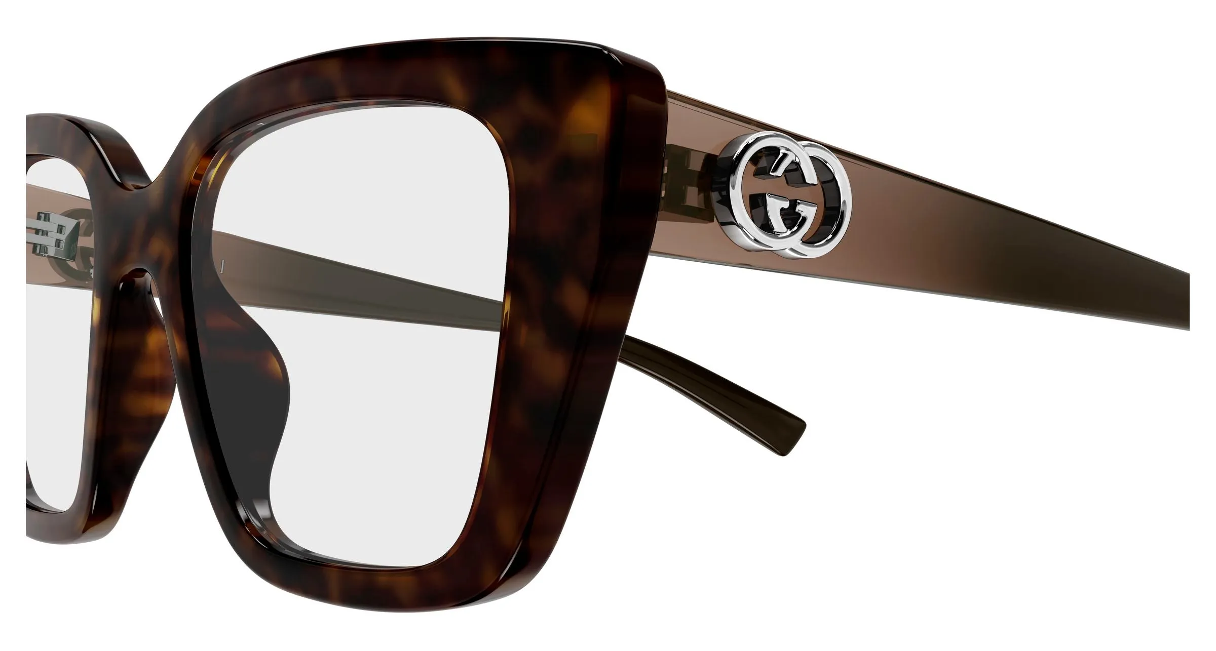 Gucci GG2028O 002 Montature da vista Iniettato Havana Trasparente Cat Eye - immagine 3