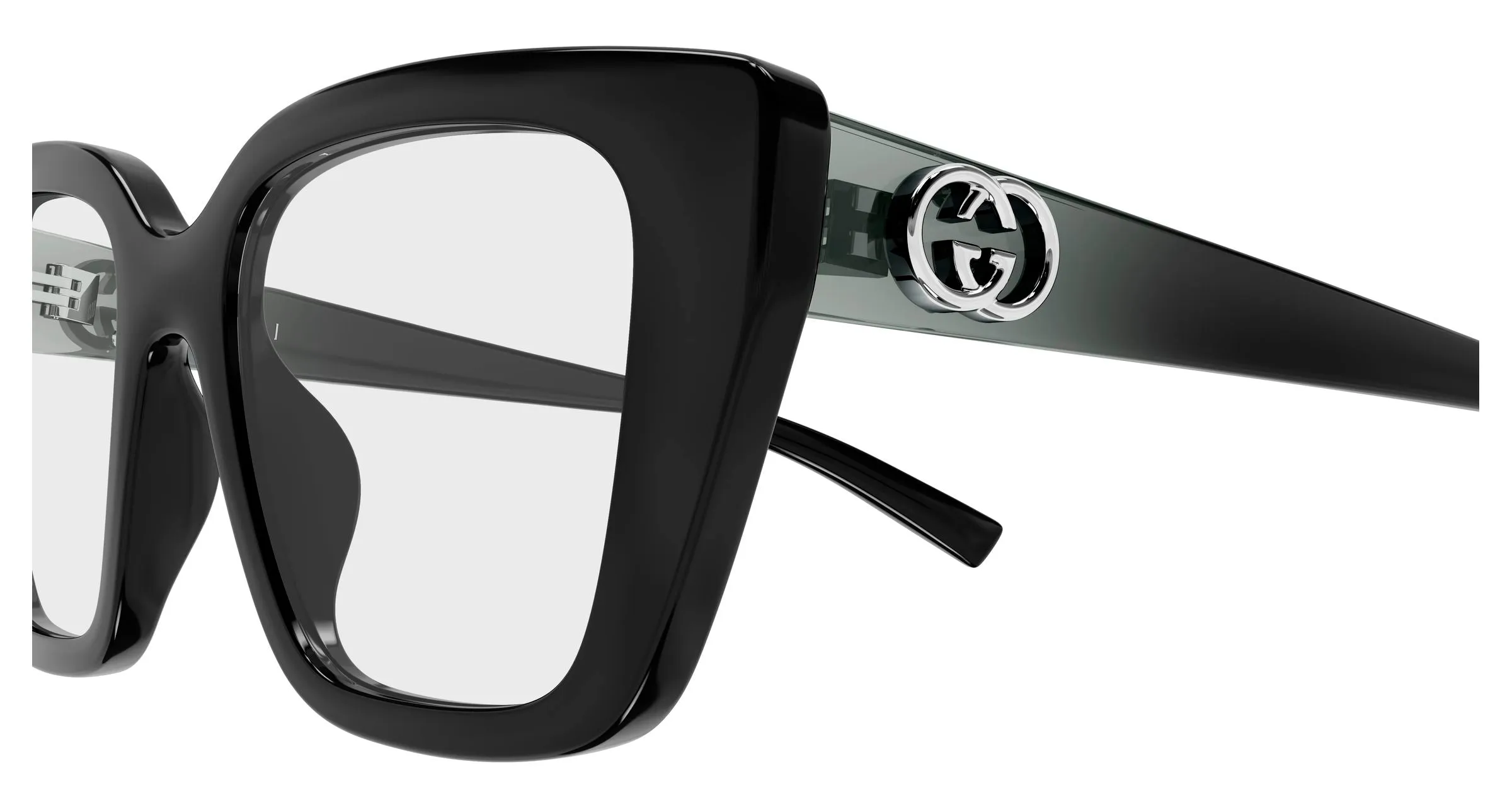 Gucci GG2028O 001 Montature da vista Iniettato Nero Trasparente Cat Eye - immagine 3