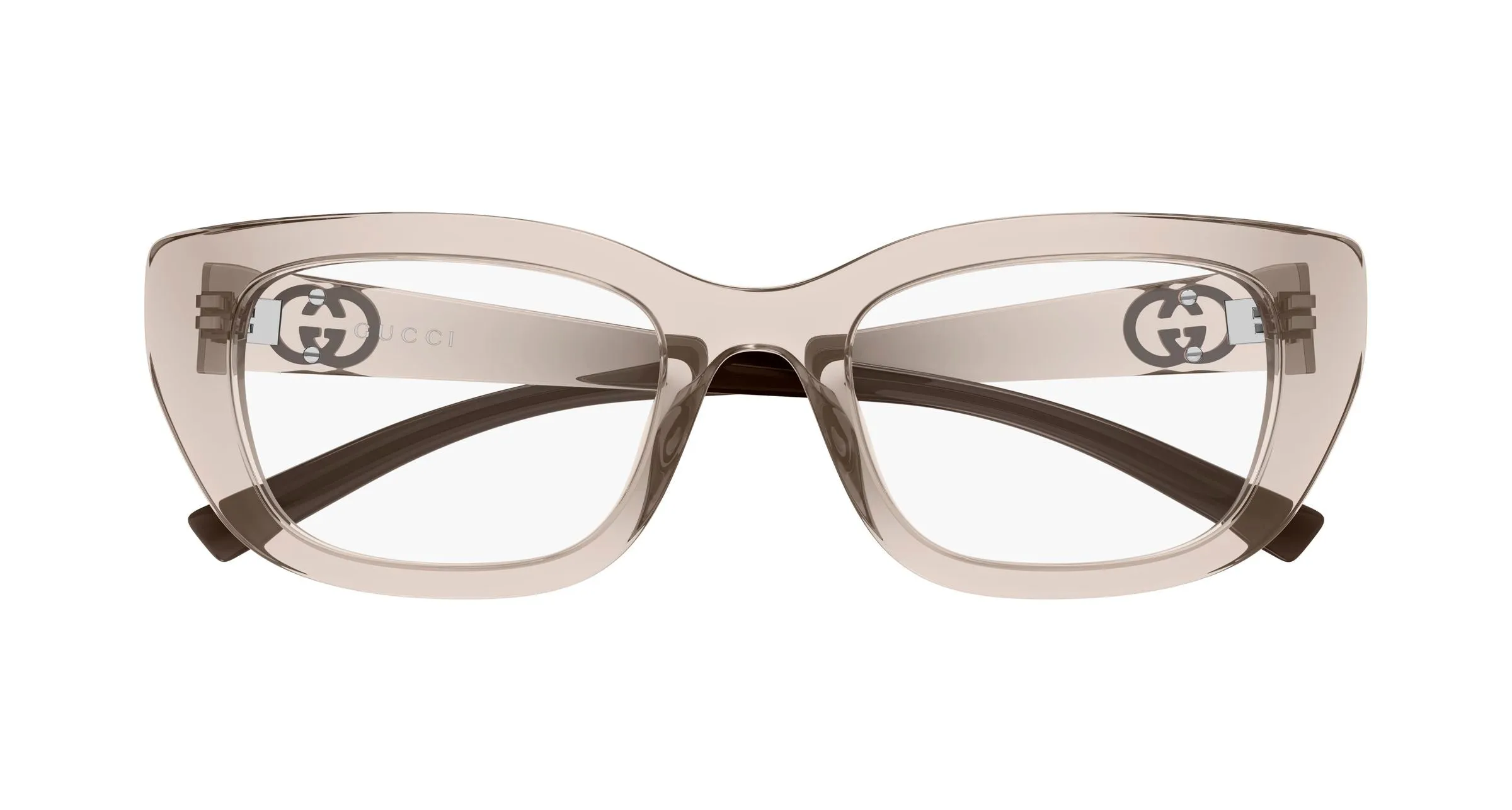Gucci GG2027O 004 Montature da vista Iniettato Marrone Trasparente Cat Eye - immagine 2