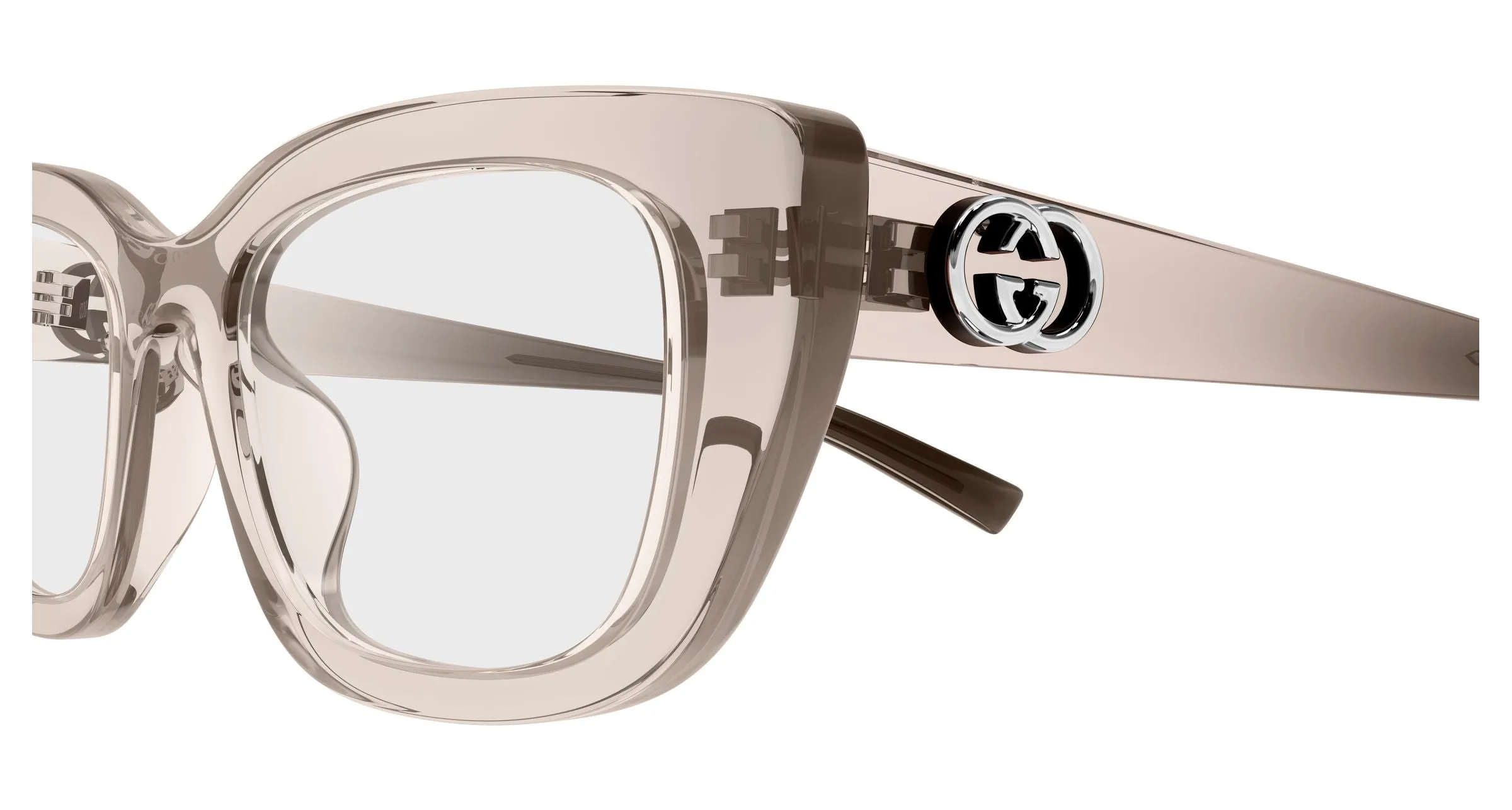 Gucci GG2027O 004 Montature da vista Iniettato Marrone Trasparente Cat Eye - immagine 3