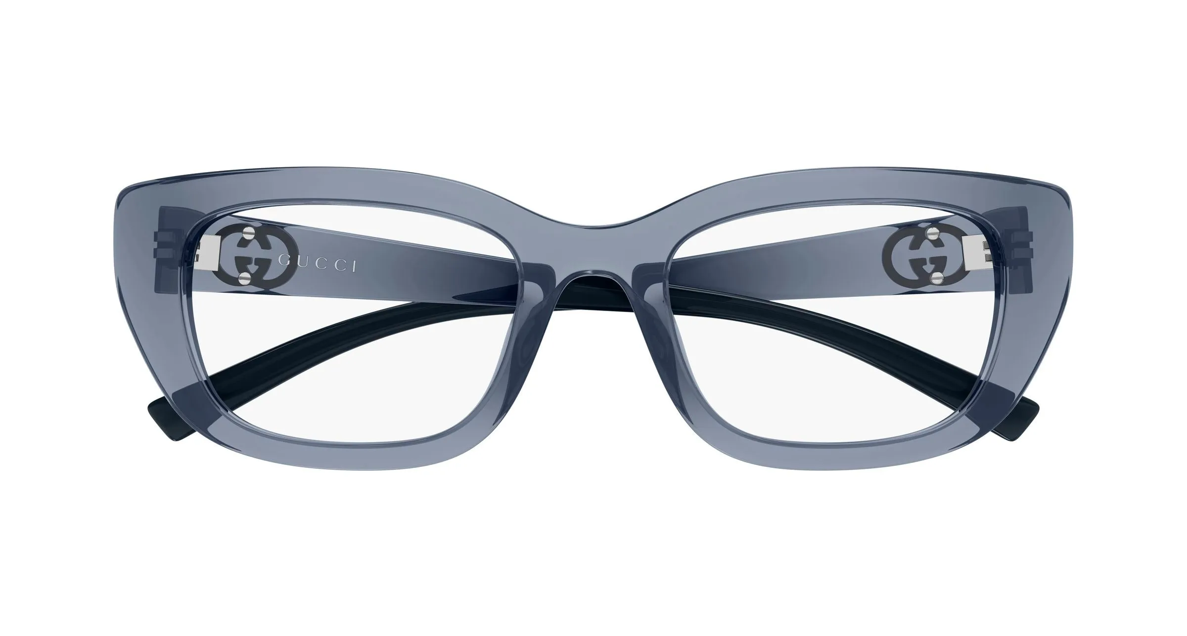 Gucci GG2027O 003 Montature da vista Iniettato Grigio Trasparente Cat Eye - immagine 2