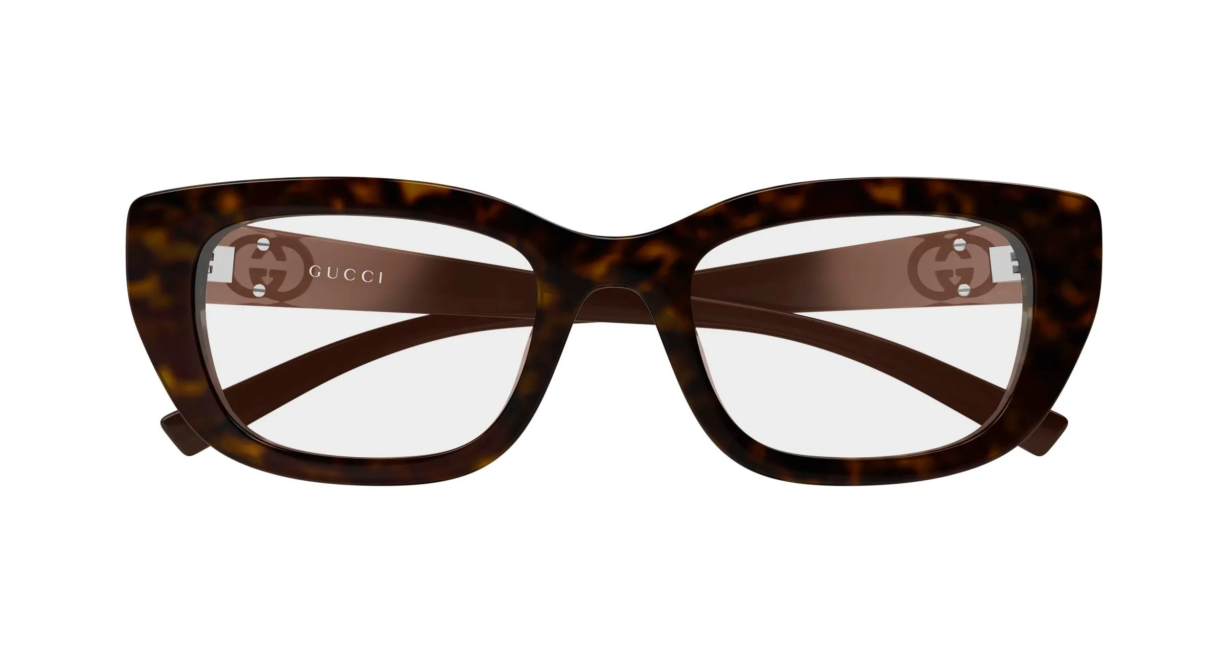 Gucci GG2027O 002 Montature da vista Iniettato Havana Trasparente Cat Eye - immagine 2