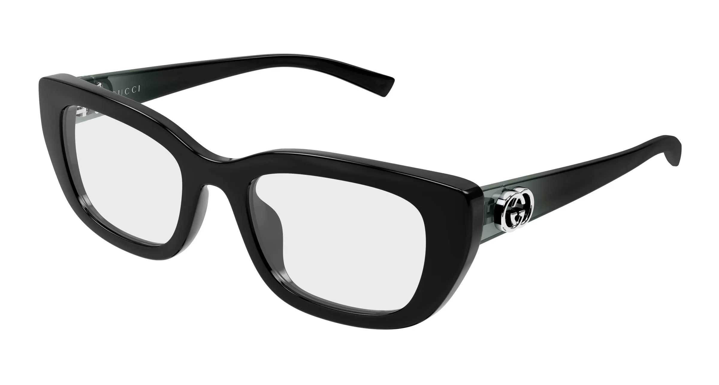 Gucci GG2027O 001 Montature da vista Iniettato Nero Trasparente Cat Eye - immagine 1