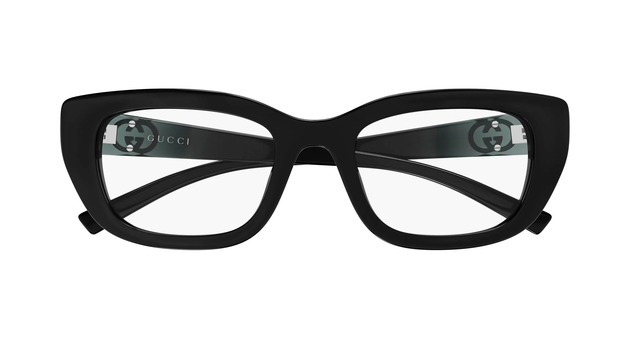 Gucci GG2027O 001 Montature da vista Iniettato Nero Trasparente Cat Eye - immagine 2