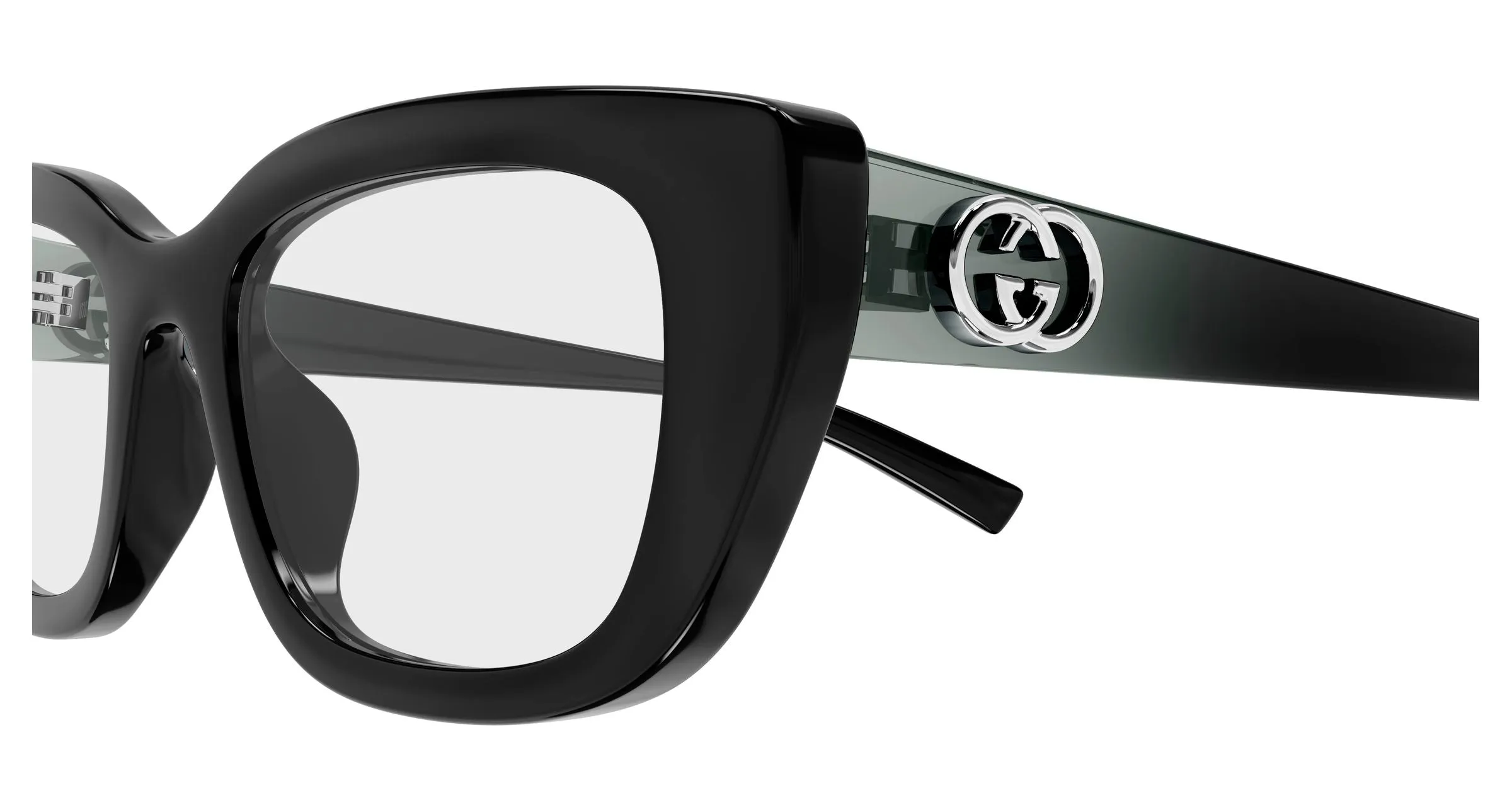 Gucci GG2027O 001 Montature da vista Iniettato Nero Trasparente Cat Eye - immagine 3