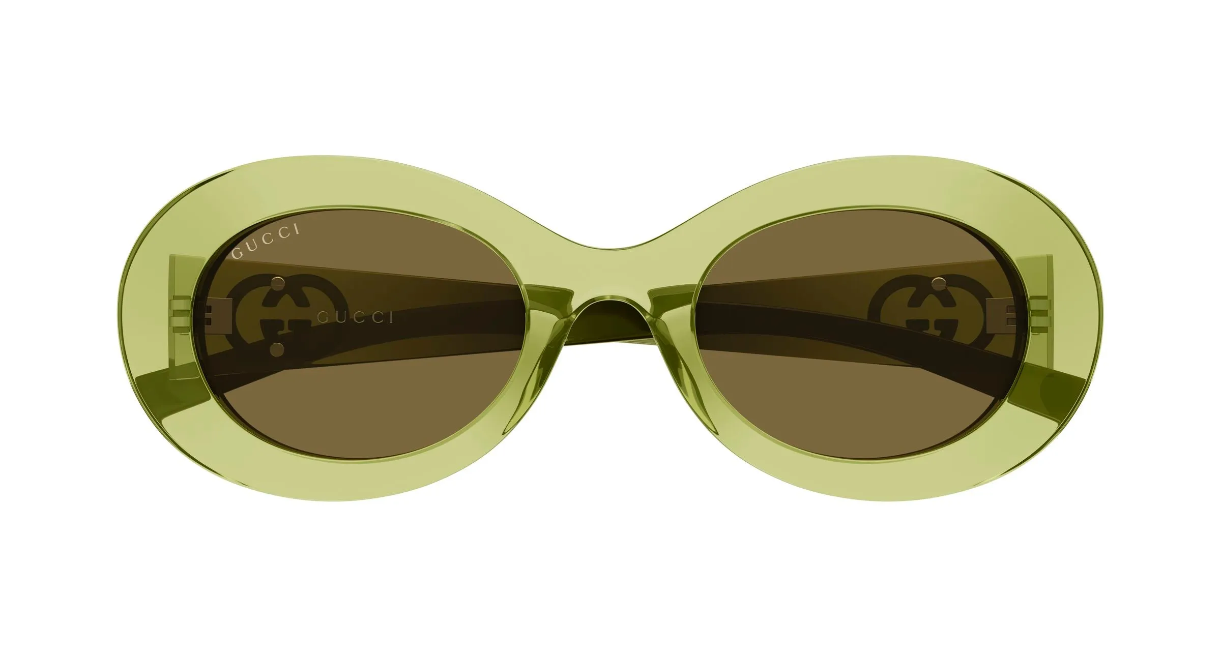 Gucci GG2026S 004 Occhiali da sole Iniettato Verde Marrone Rotonda - immagine 2