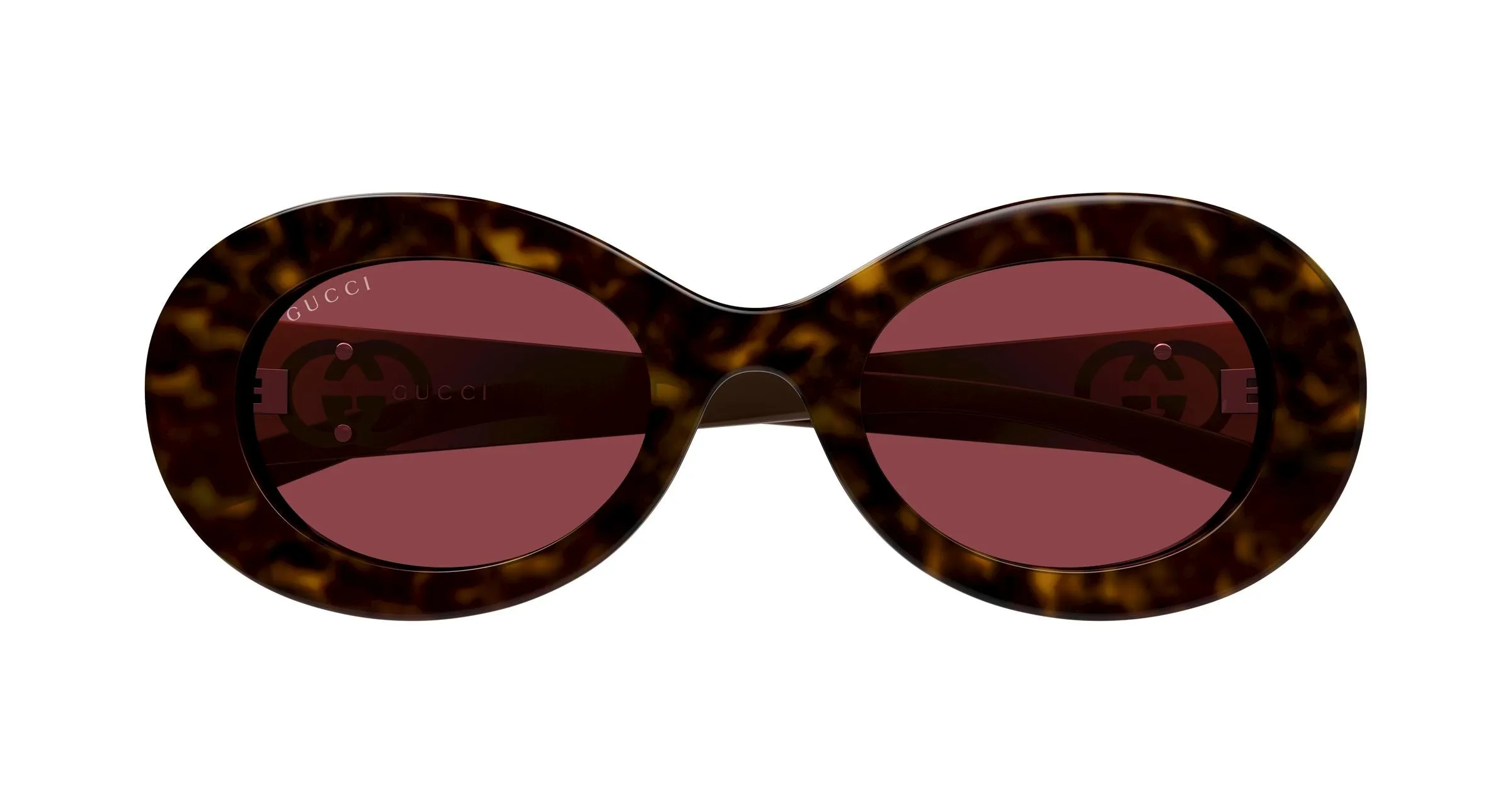 Gucci GG2026S 002 Occhiali da sole Iniettato Havana Rosso Rotonda - immagine 2