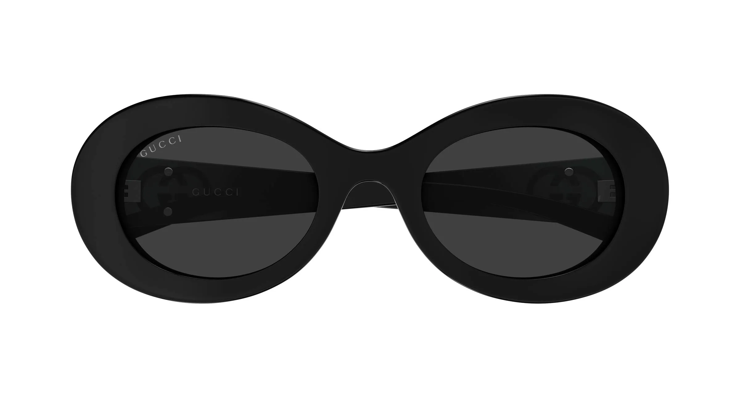 Gucci GG2026S 001 Occhiali da sole Iniettato Nero Grigio Rotonda - immagine 2