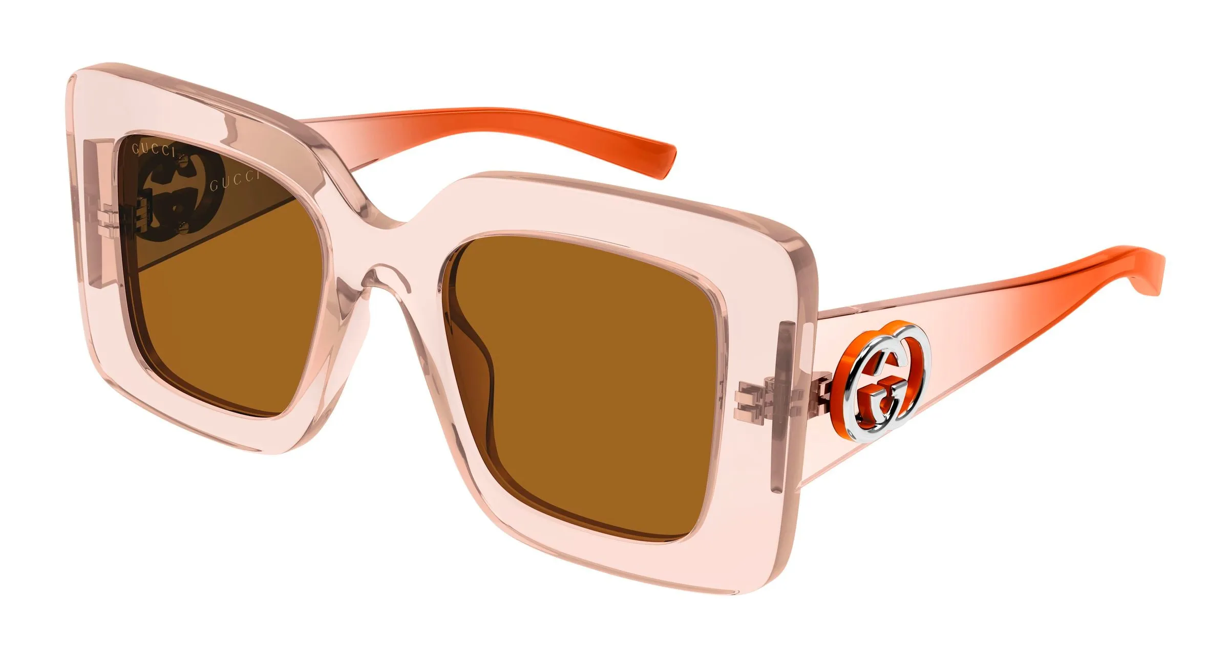 Gucci GG2025S 004 Occhiali da sole Iniettato Rosa Marrone Squadrata - immagine 1