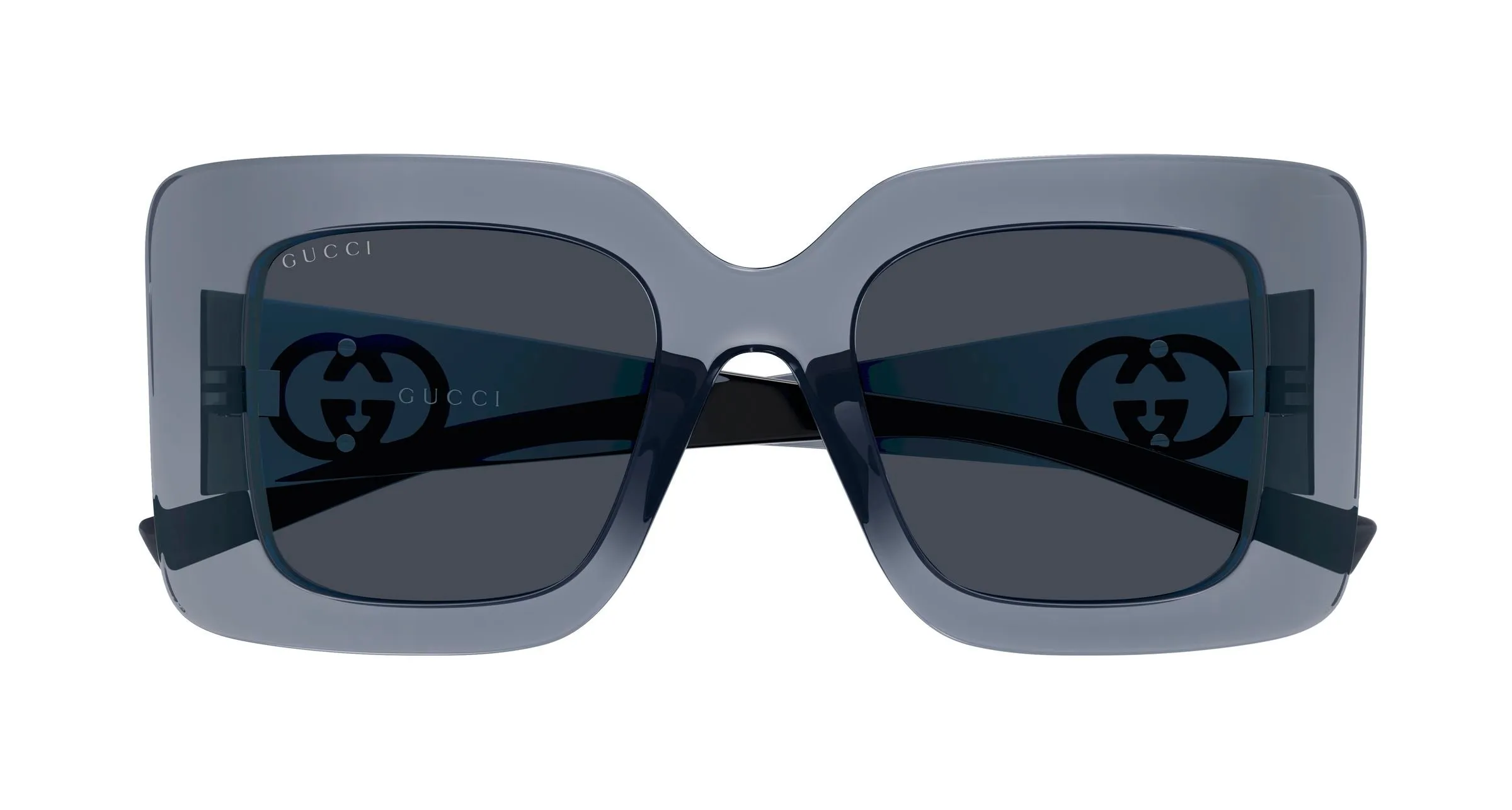 Gucci GG2025S 003 Occhiali da sole Iniettato Grigio Blu Squadrata - immagine 2