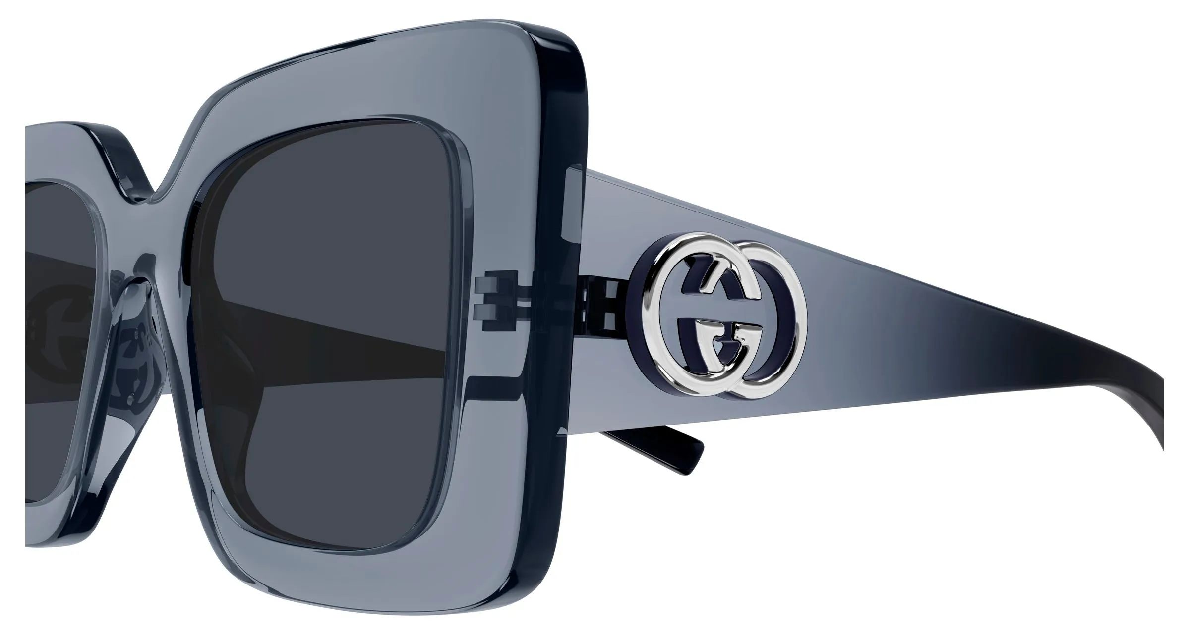 Gucci GG2025S 003 Occhiali da sole Iniettato Grigio Blu Squadrata - immagine 3