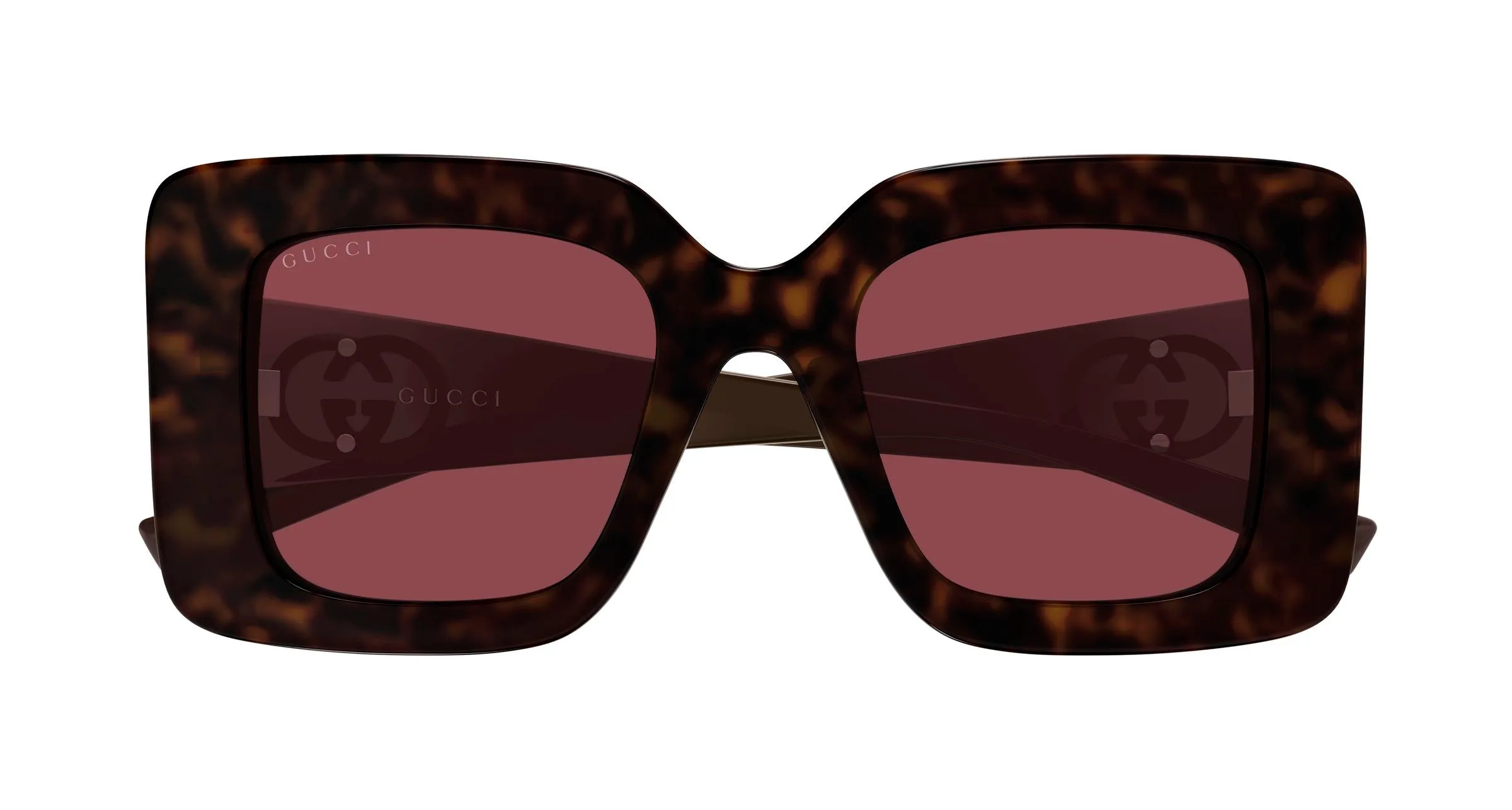 Gucci GG2025S 002 Occhiali da sole Iniettato Havana Rosso Squadrata - immagine 2