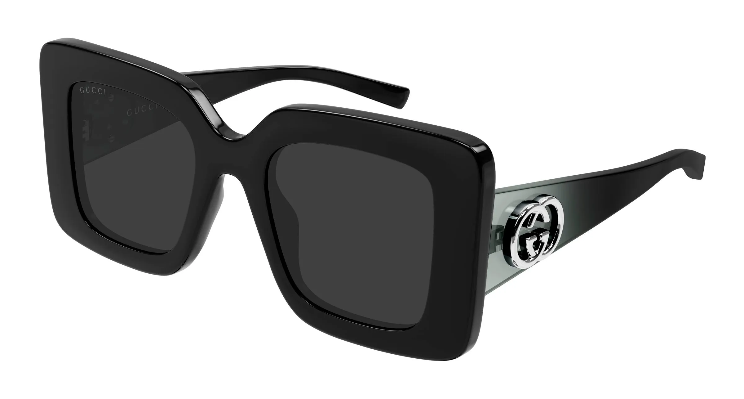 Gucci GG2025S 001 Occhiali da sole Iniettato Nero Grigio Squadrata - immagine 1