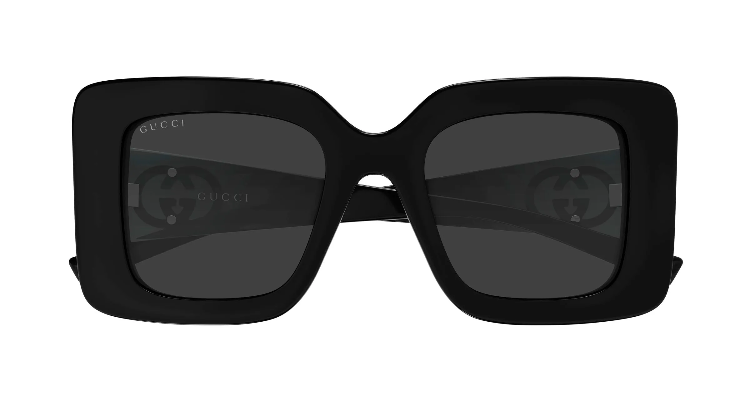 Gucci GG2025S 001 Occhiali da sole Iniettato Nero Grigio Squadrata - immagine 2