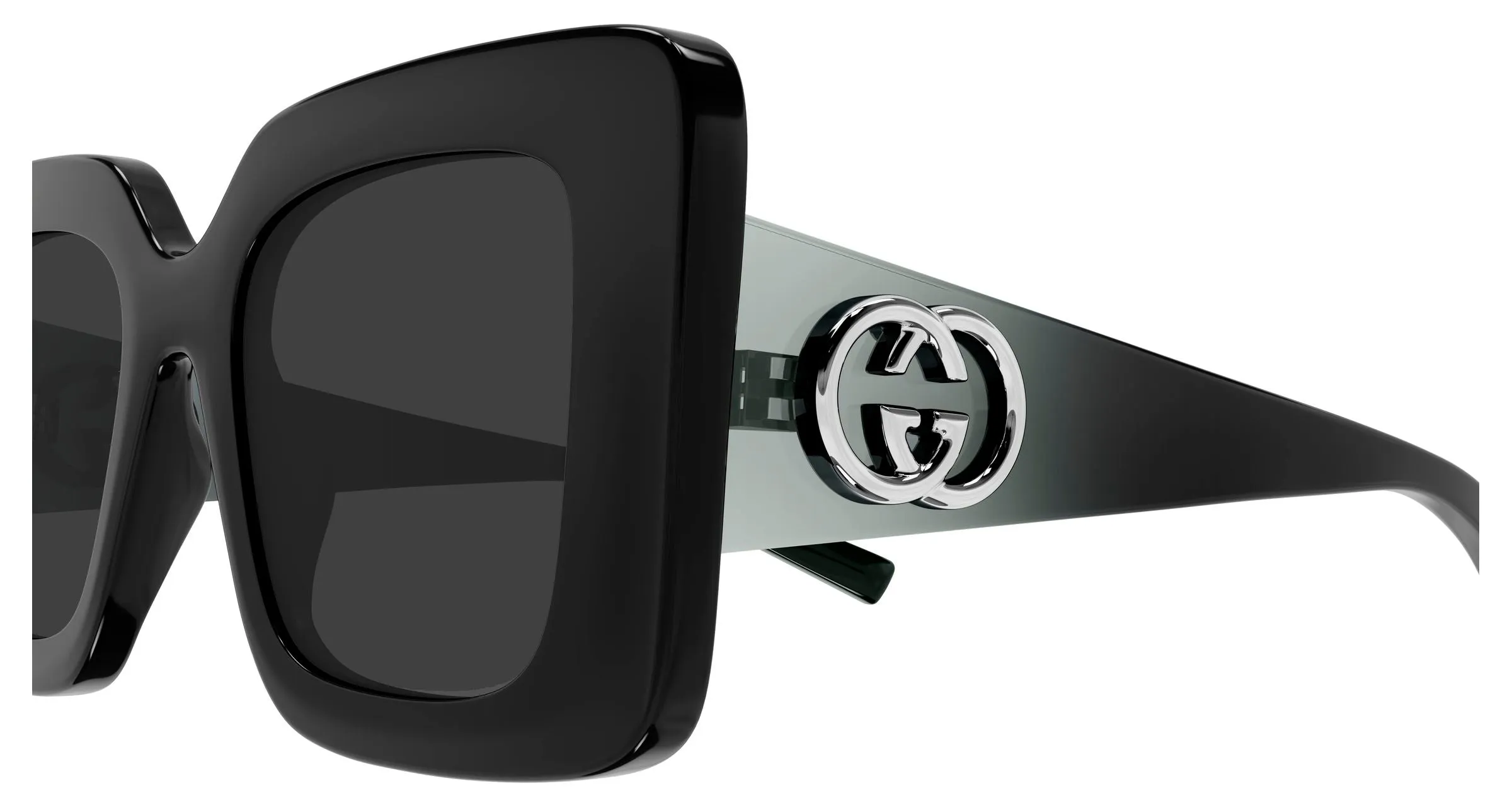 Gucci GG2025S 001 Occhiali da sole Iniettato Nero Grigio Squadrata - immagine 3